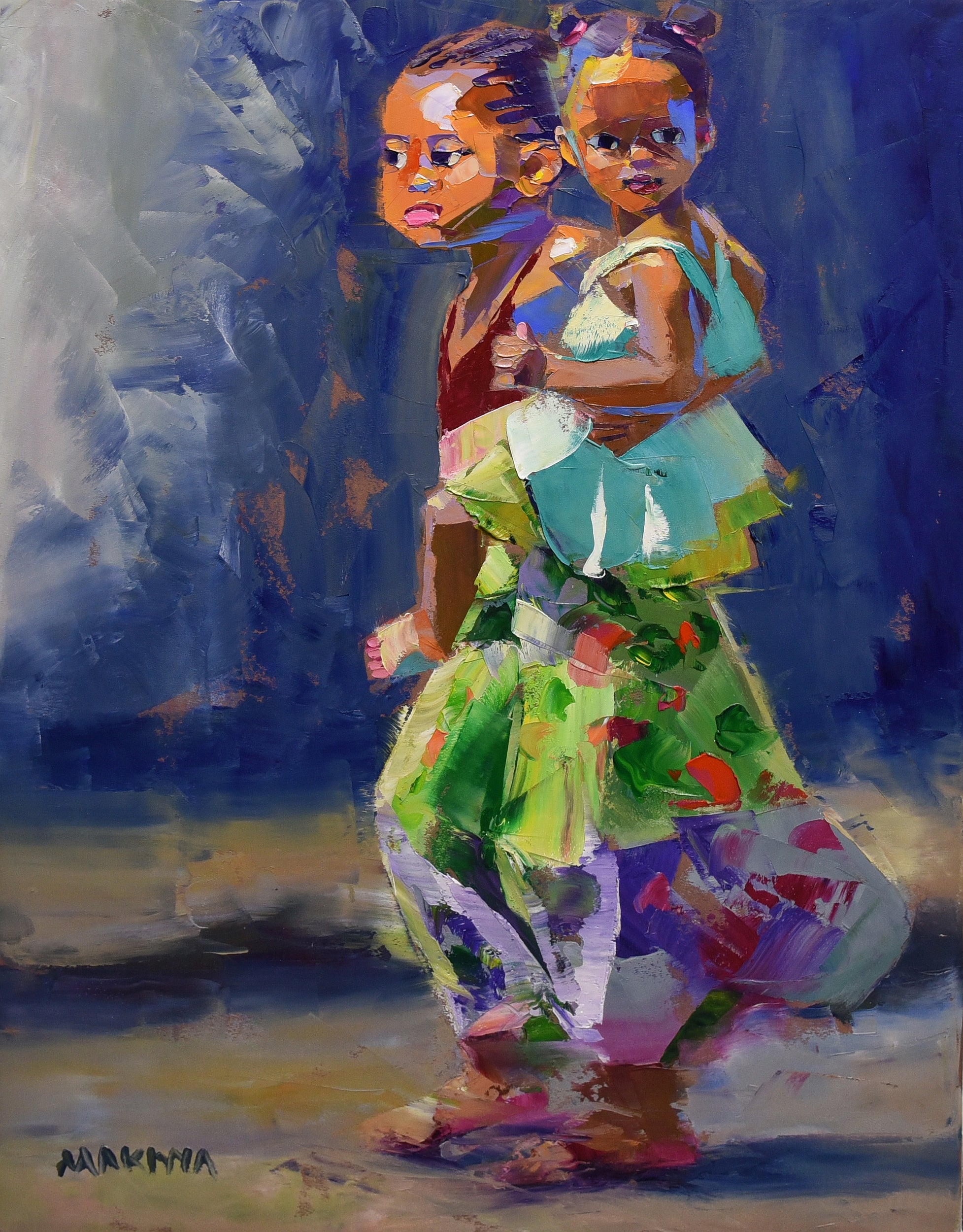 Siblings 71x56cm Oil on Canvas