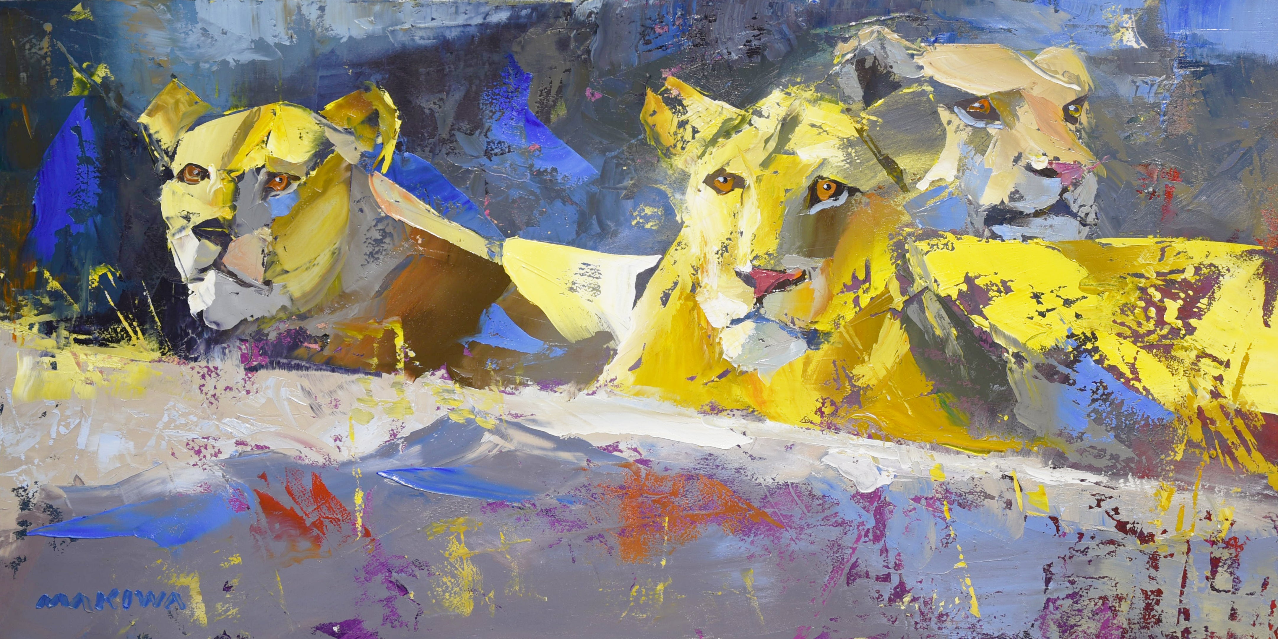 Sisters in the Light 45x90cm Oil On Canvas