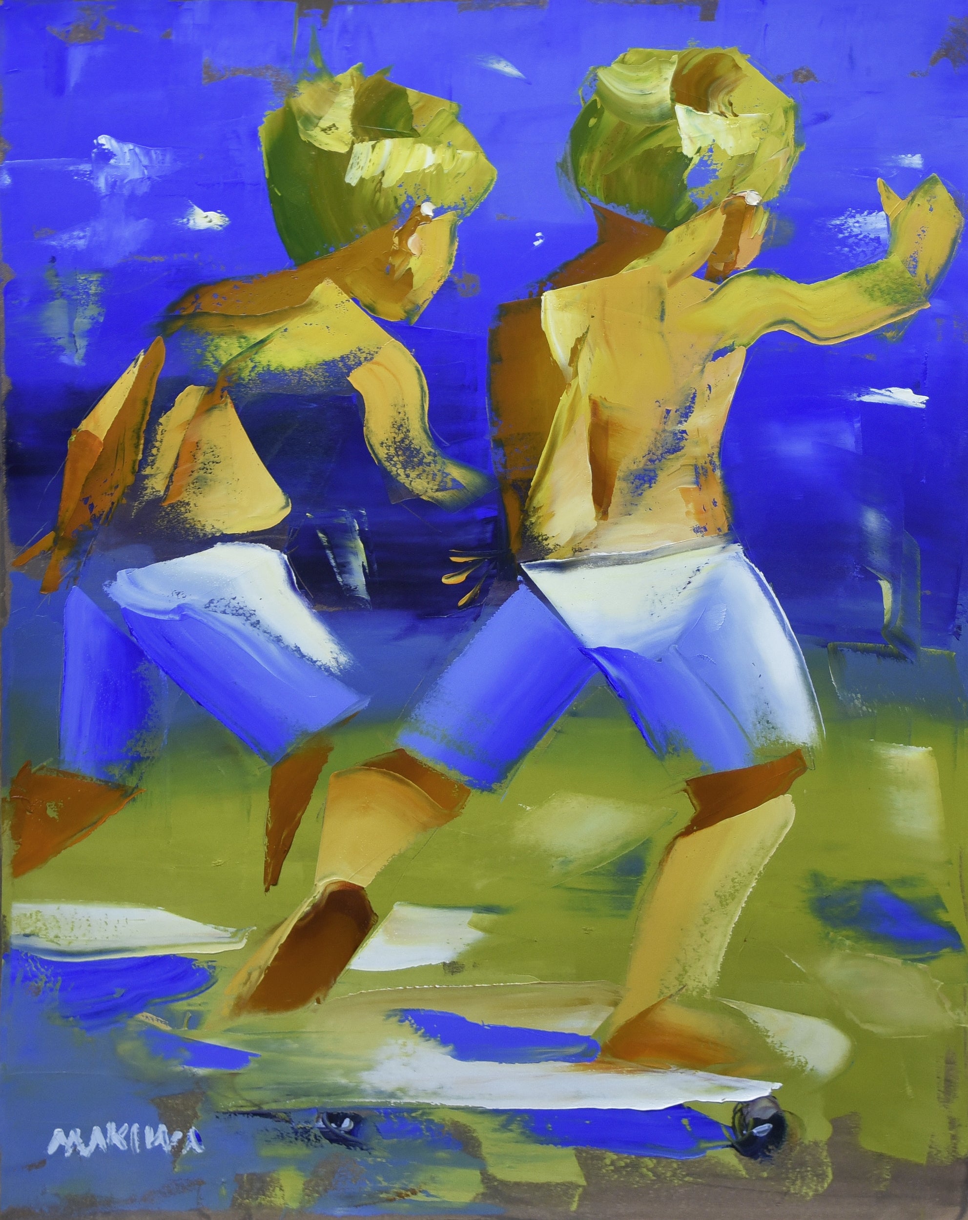 Skating Kids 71x56 cm Oil on Canvas