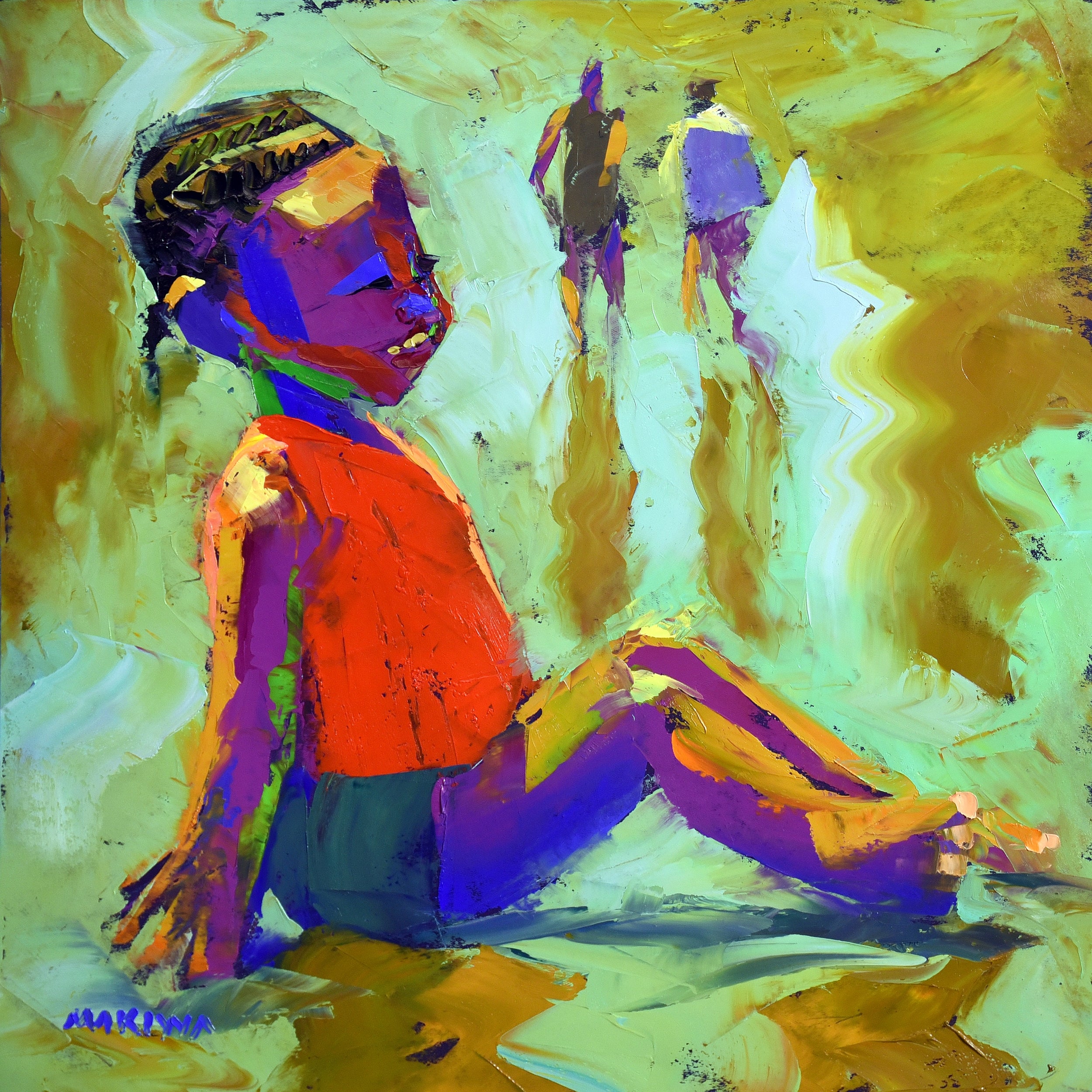 Sunset Kid 55x55cm Oil on Canvas