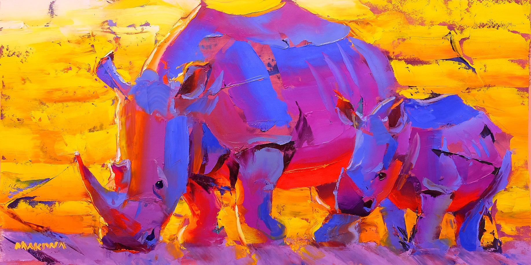 Sunset With Mum 60x120 Oil on Canvas
