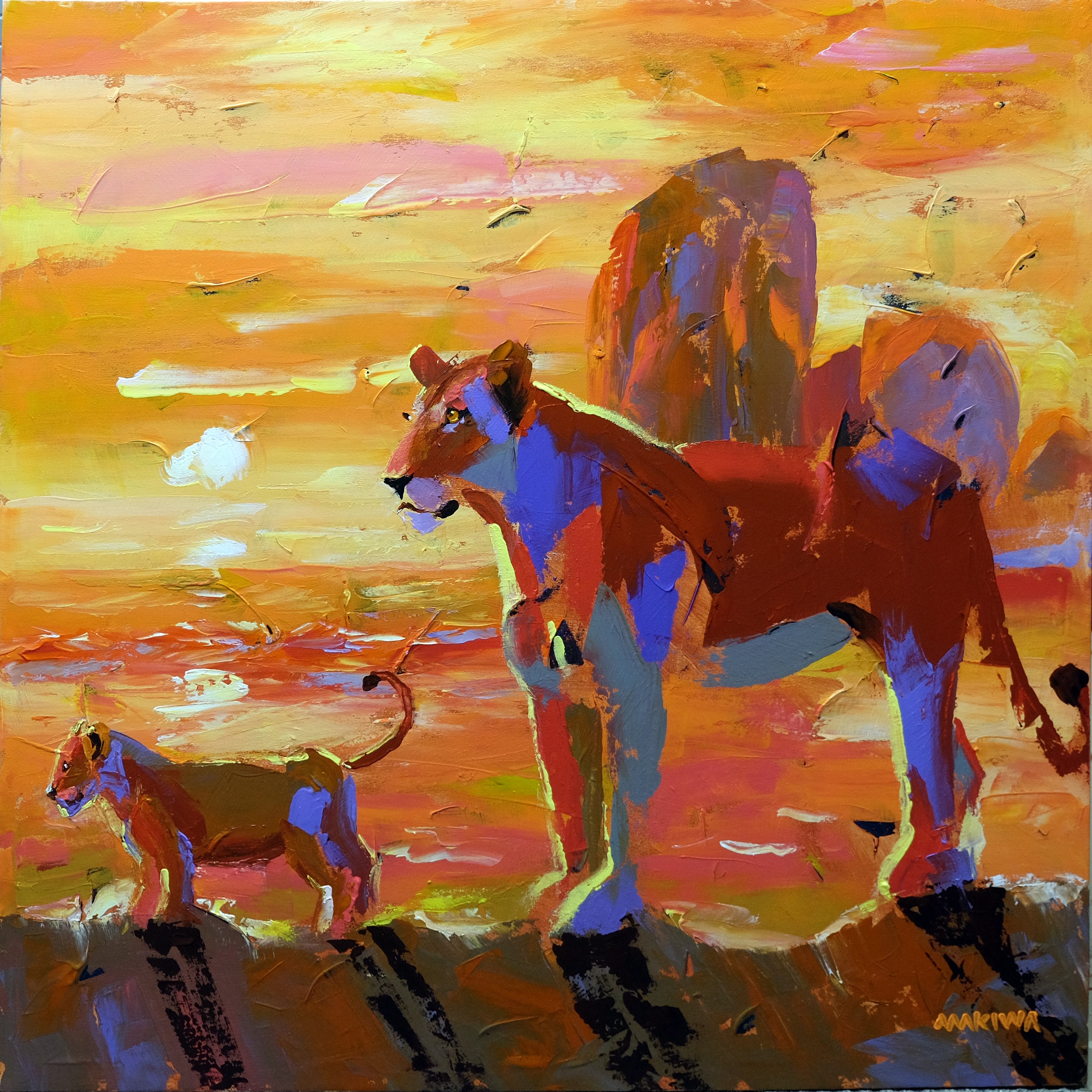 Sunset in Africa 100x100cm Acrylic on Canvas