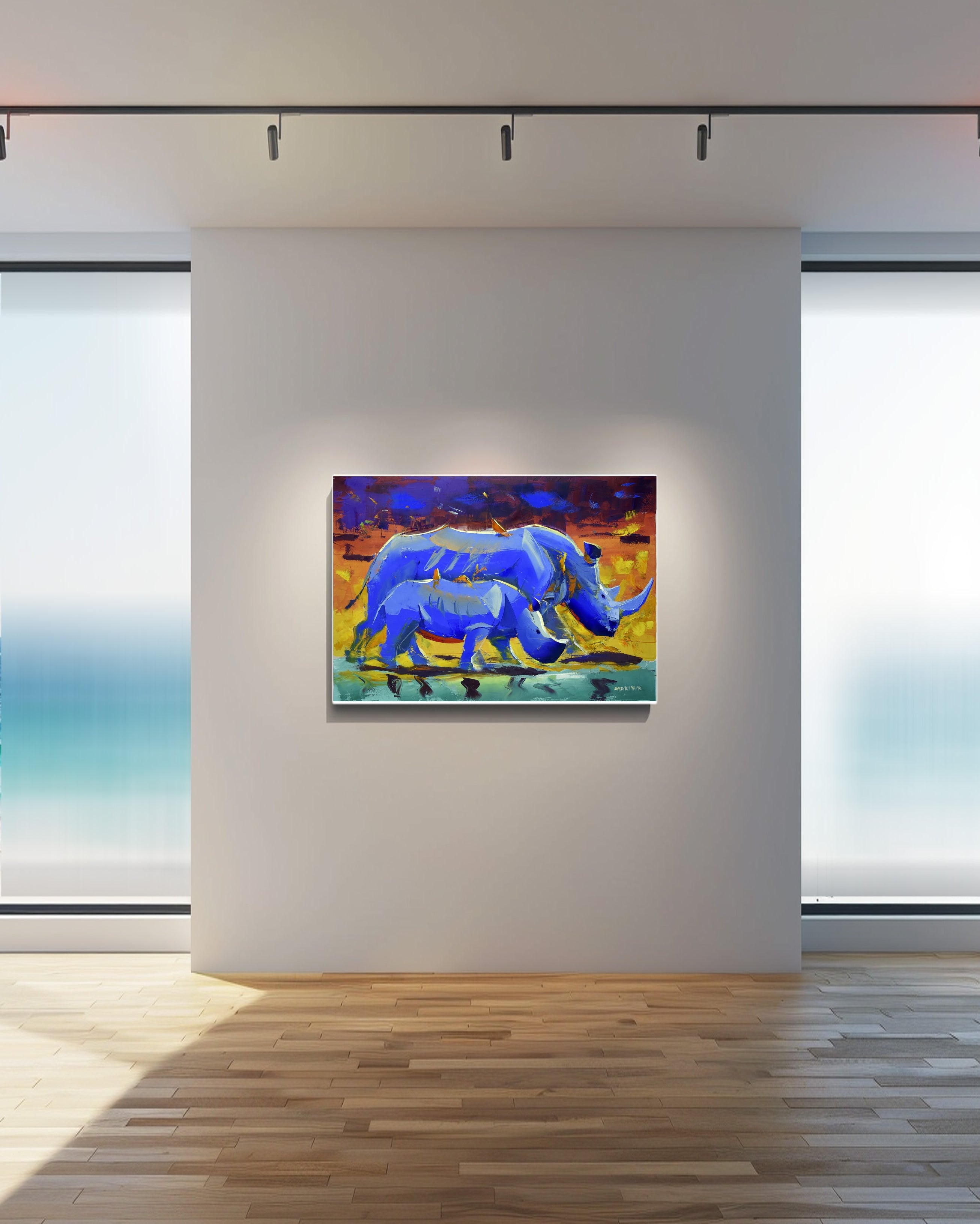 Mother and Calf 70x100cm Oil on Canvas