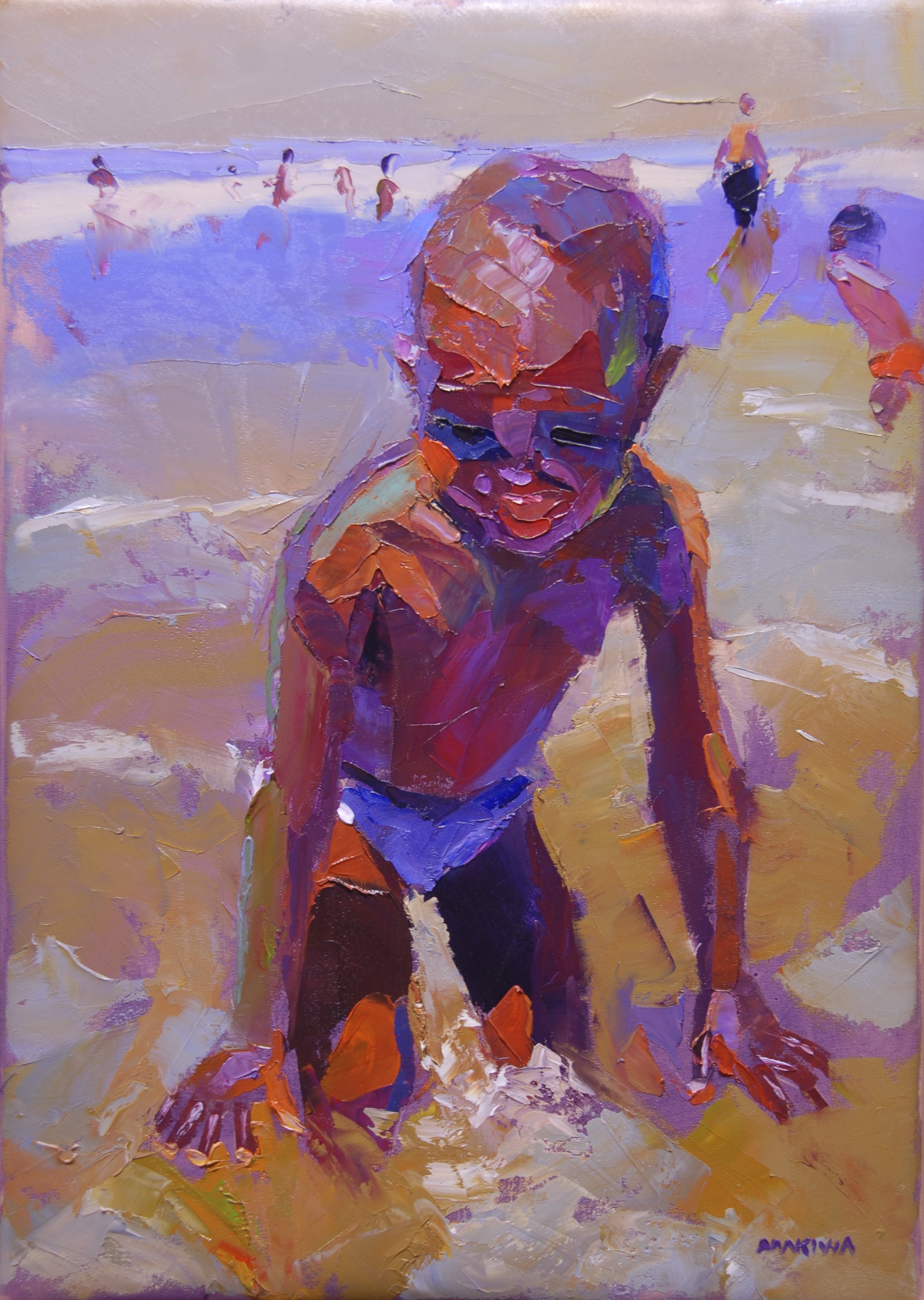Testing the water 55x39cm Oil on Canvas
