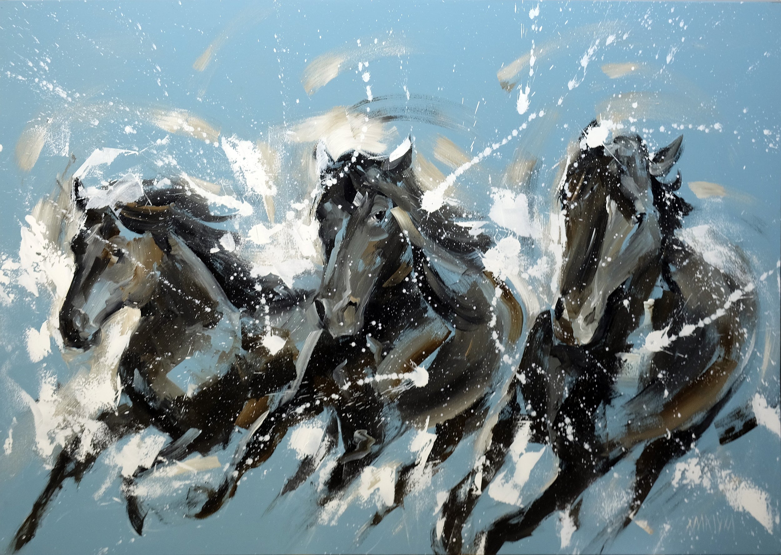 The Black Stallions 100x140cm Acrylic on Canvas