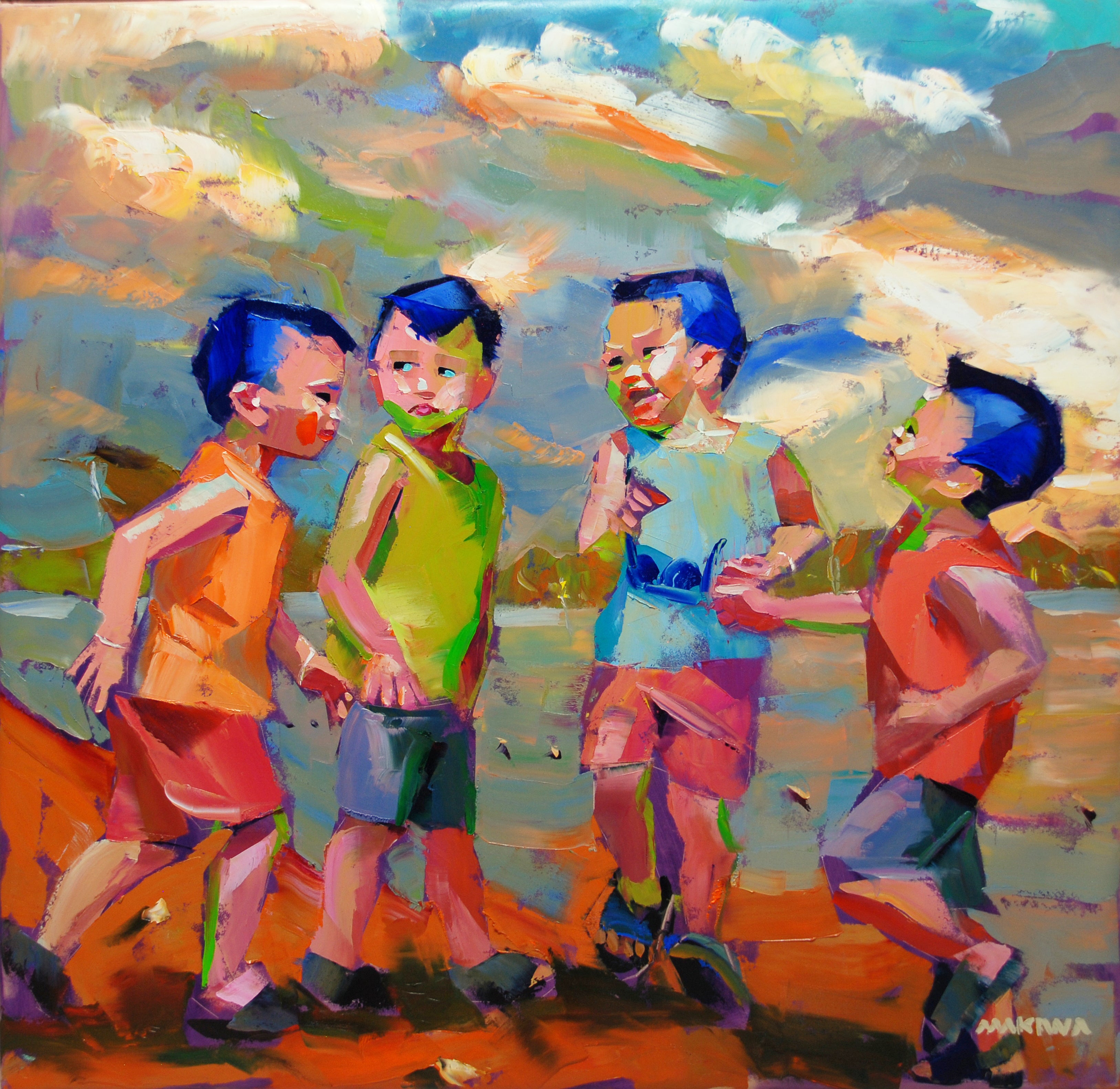 The Boys 120x120cm Oil on Canvas