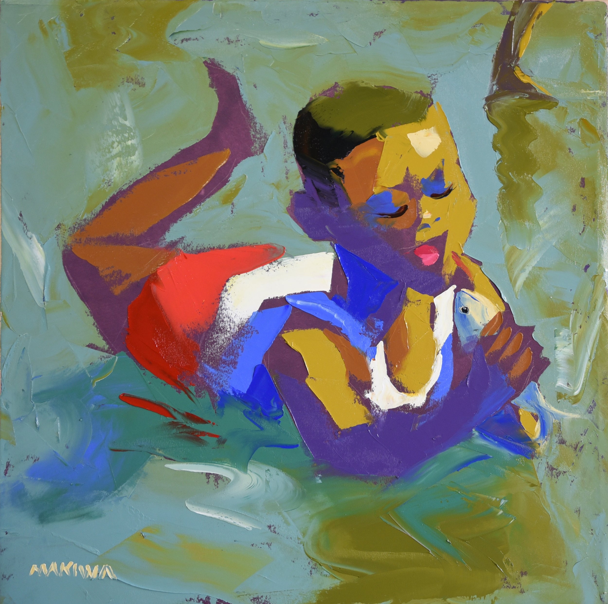 The Fish 2 55x55cm Oil on Canvas