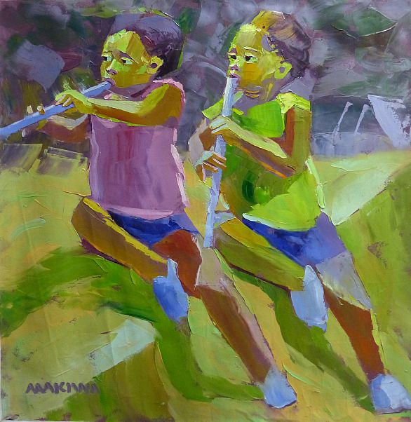 The Flute Players 89x849 cm Oil on Canvas