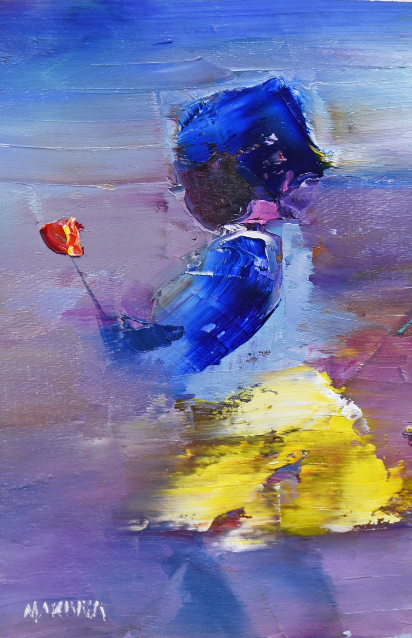 The Red Flower 170x110mm Oil On Canvas