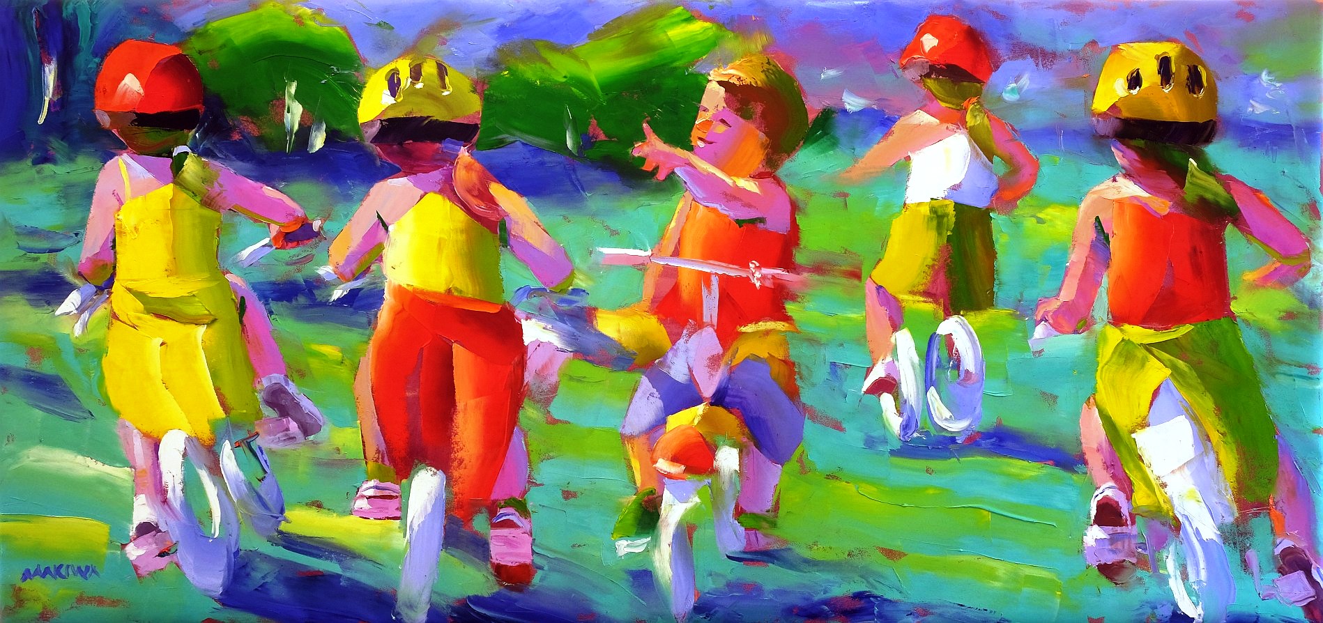 The Riders 80x170cm Oil on Canvas