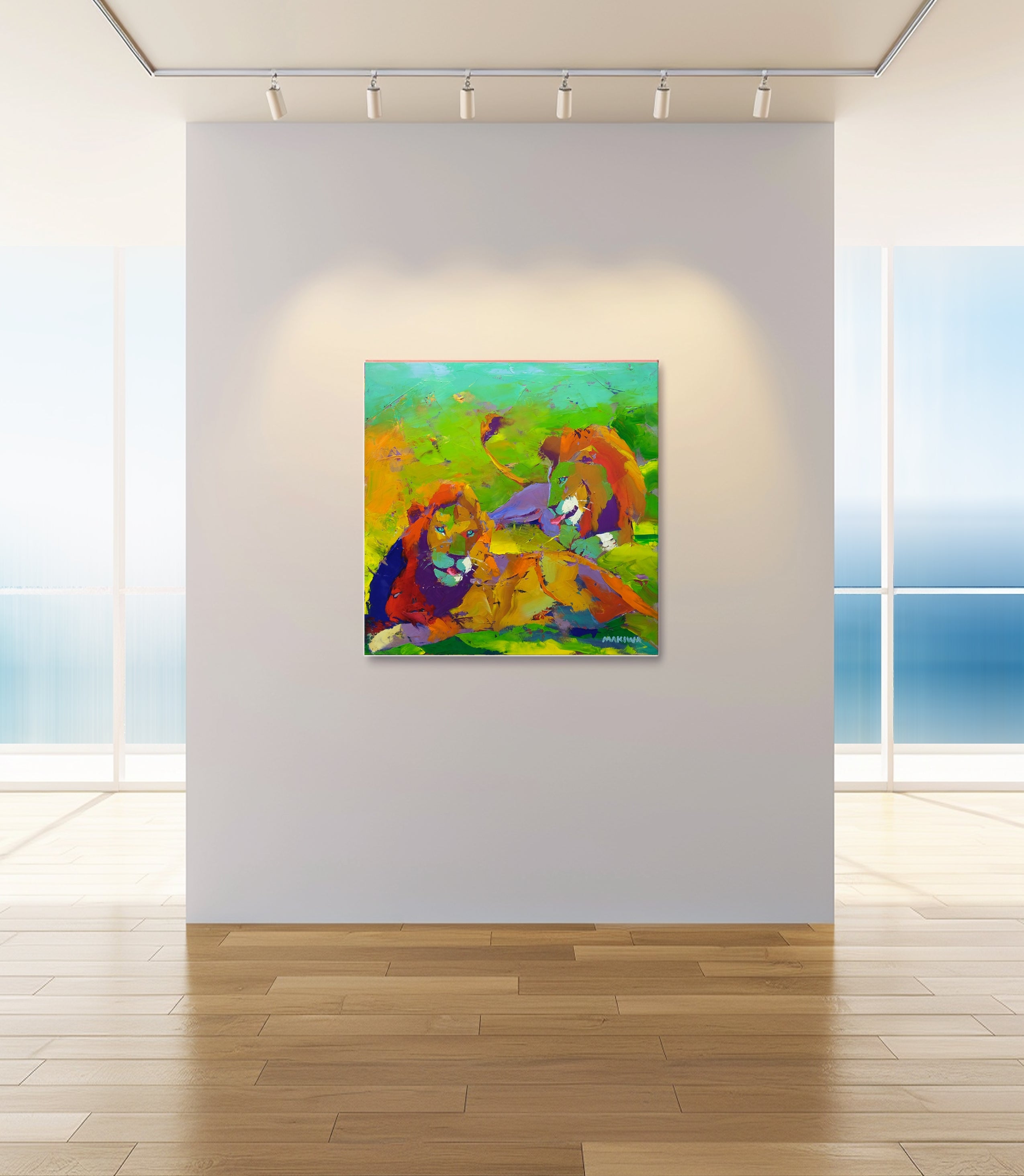Lion Siesta 80x80cm Oil on Canvas