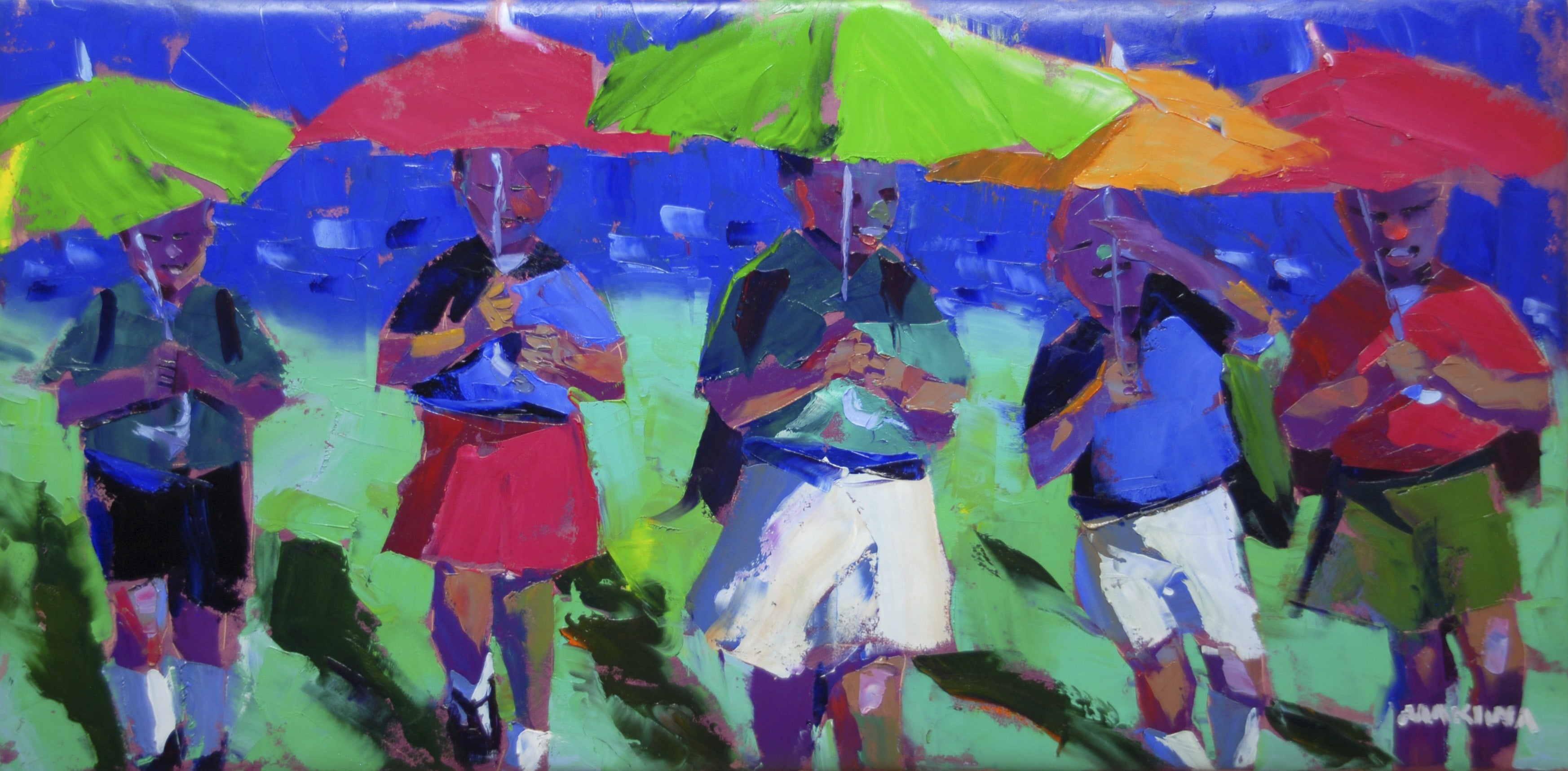 Umbrellas 60x120cm Oil on Canvas