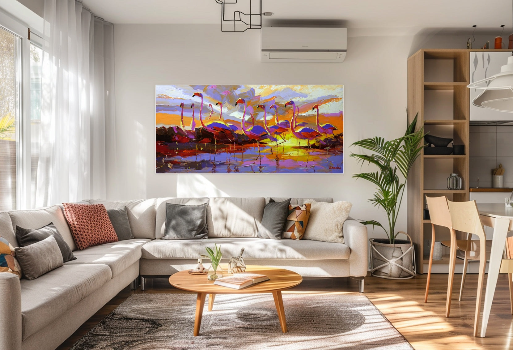 Flamingo Sunset 180x80cm Oil on Canvas