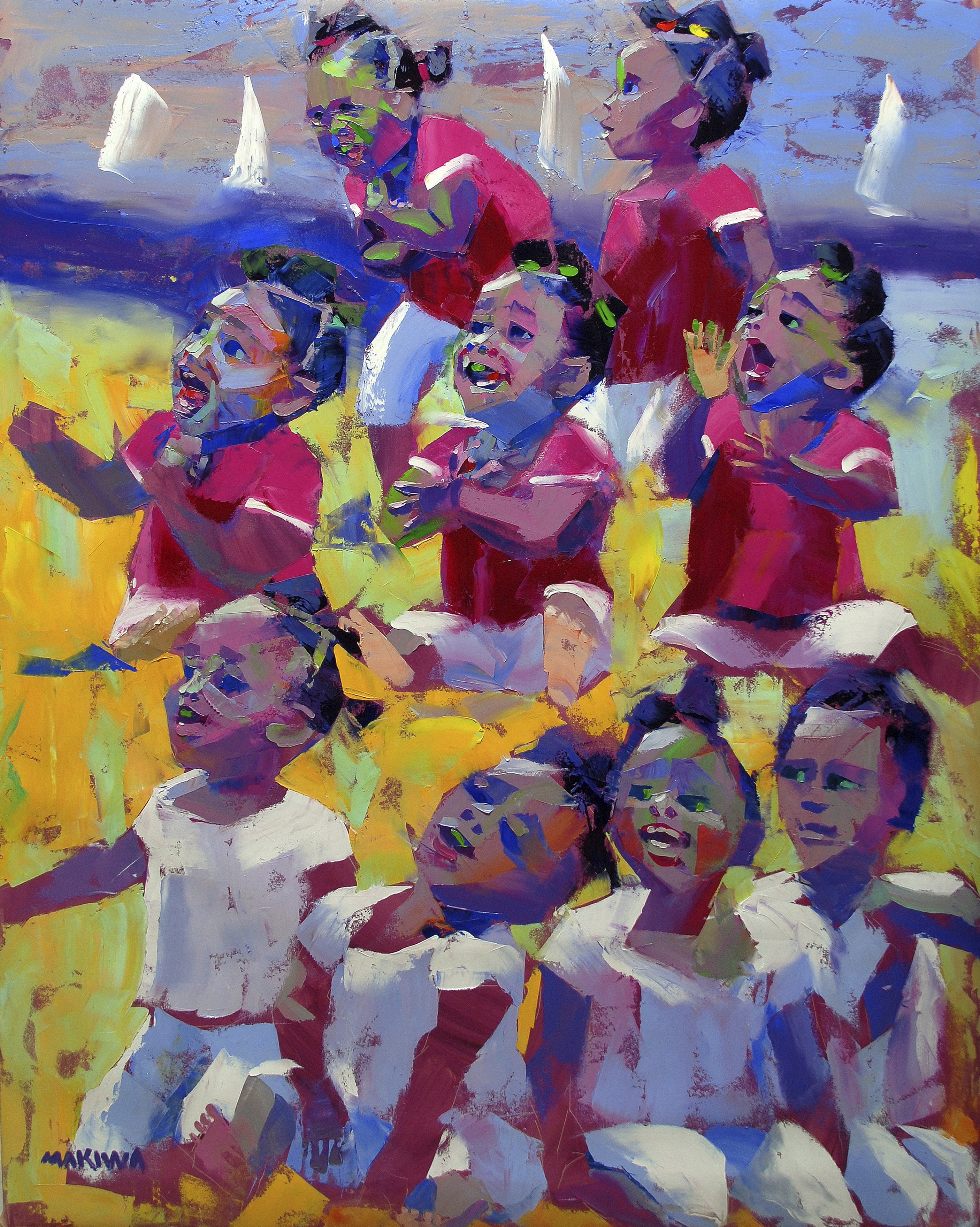 Watching The Match 150x120cm Oil on Canvas