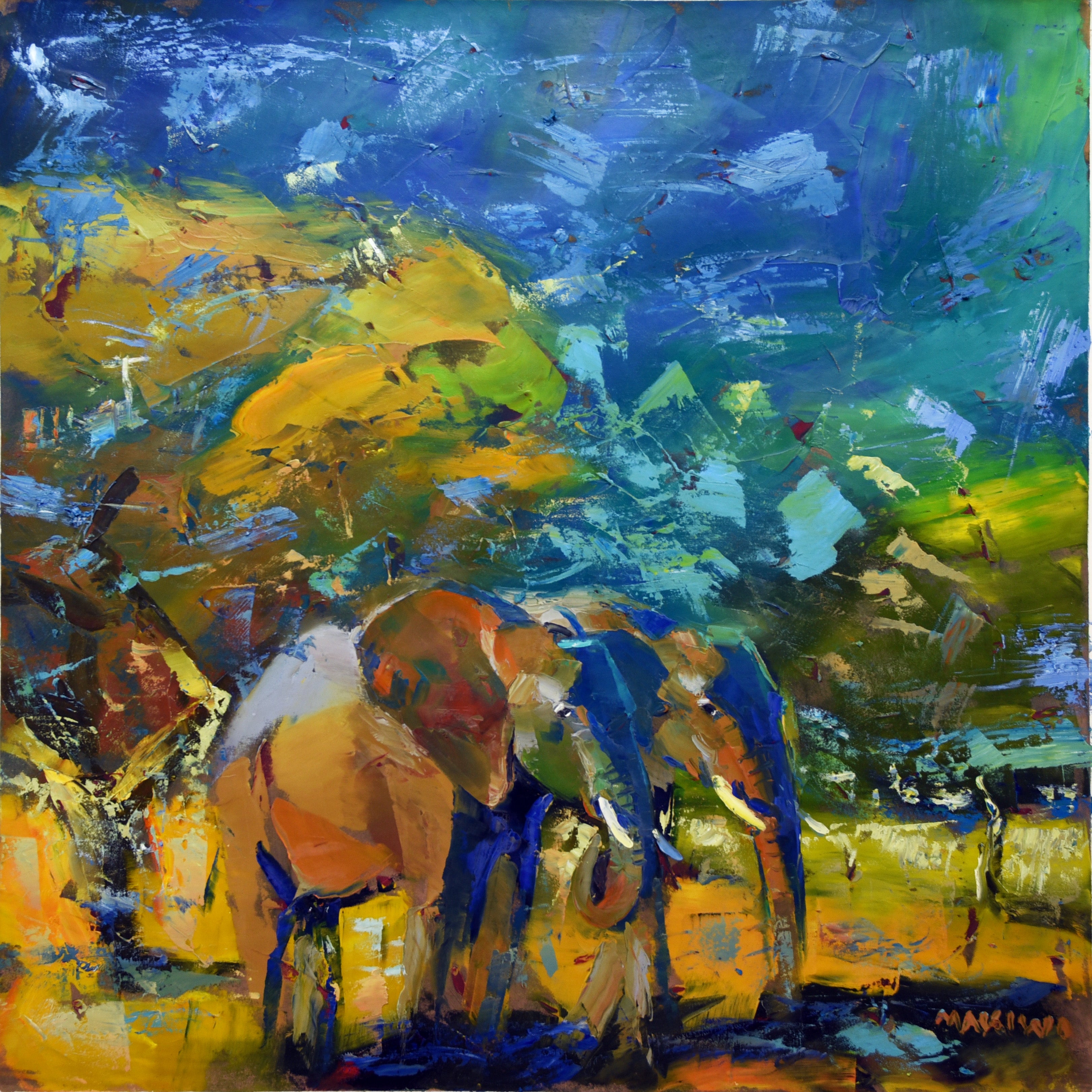 Where the Herd Begins 80x80cm Oil On Canvas