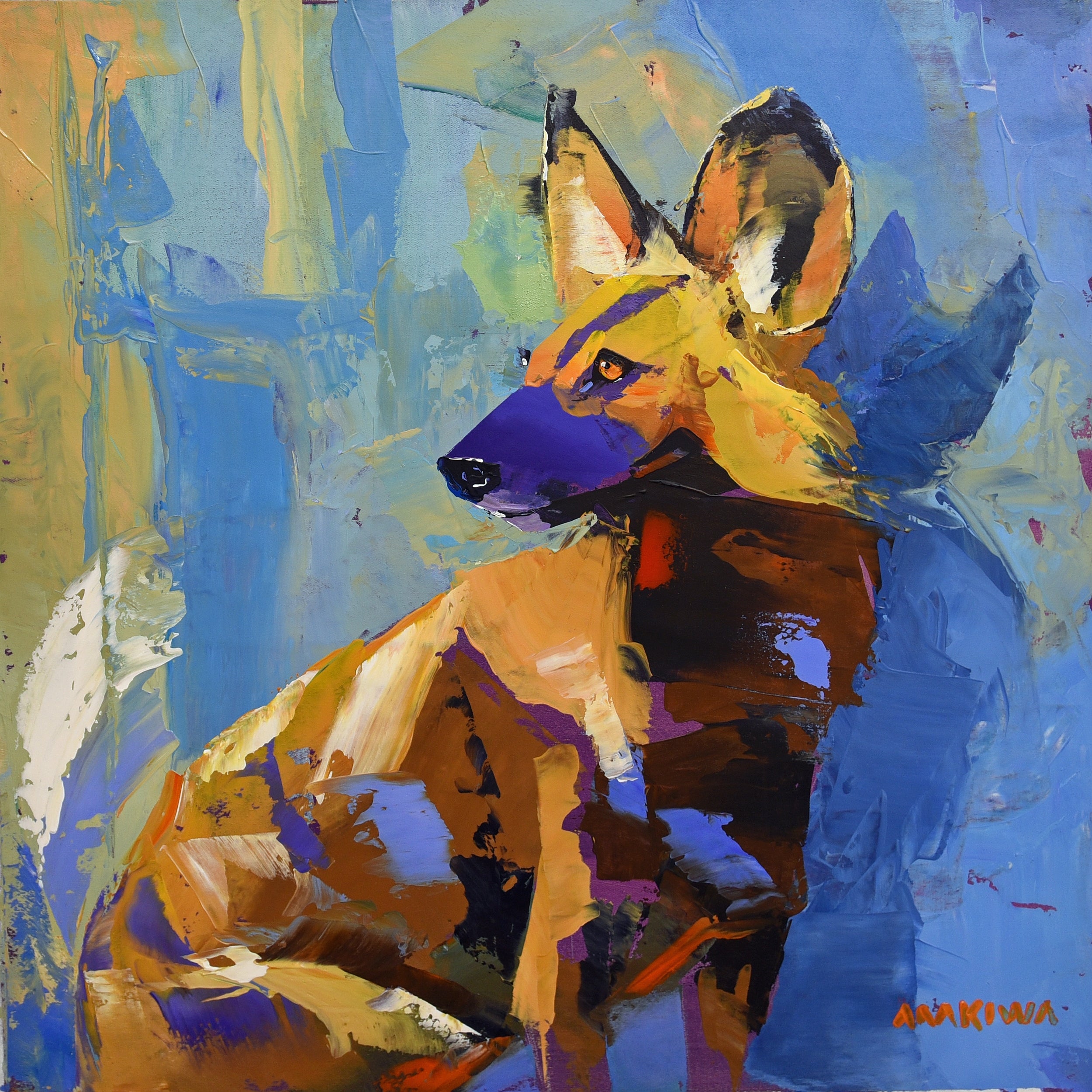 Wild Dog Moment 55x55cm Acrylic on Canvas