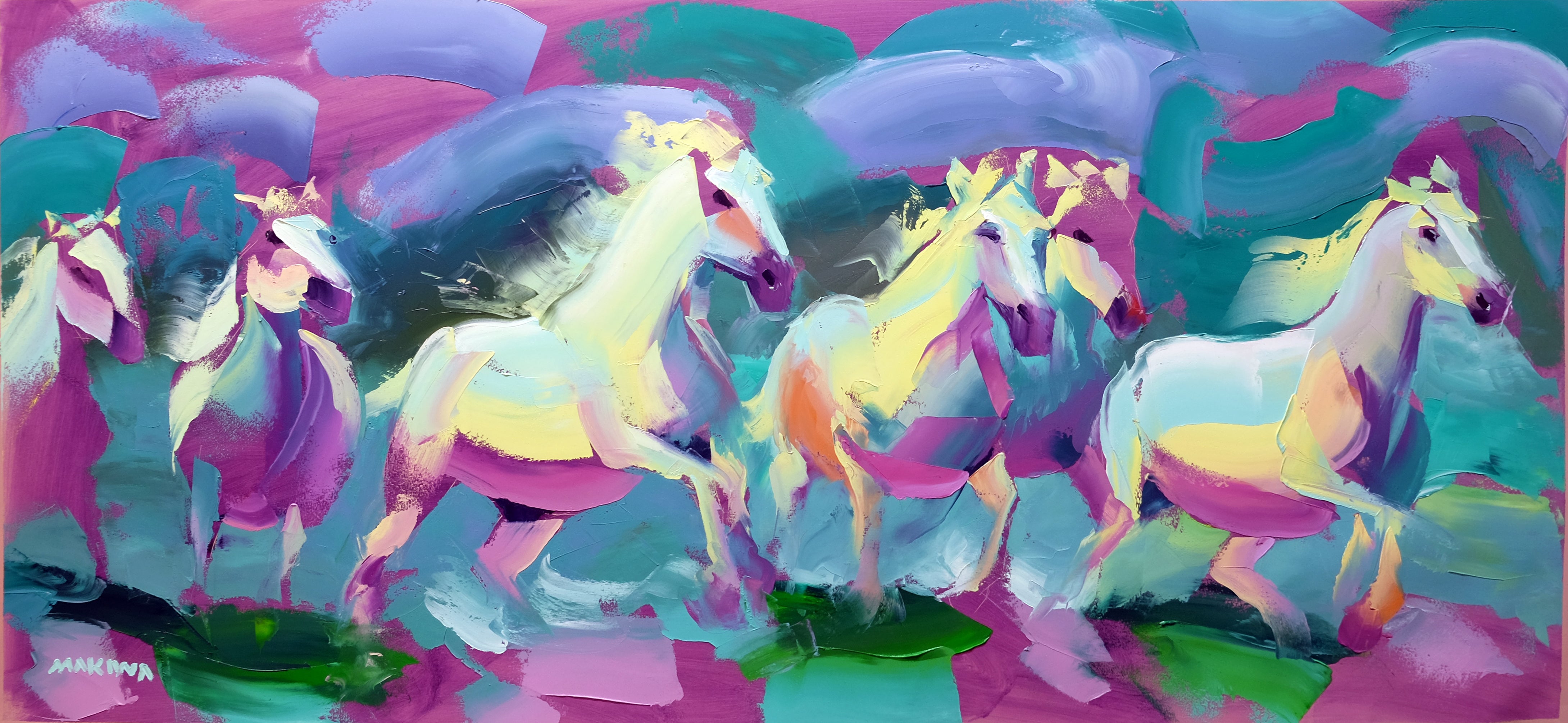 Wild Horses 60x130cm Oil on Canvas
