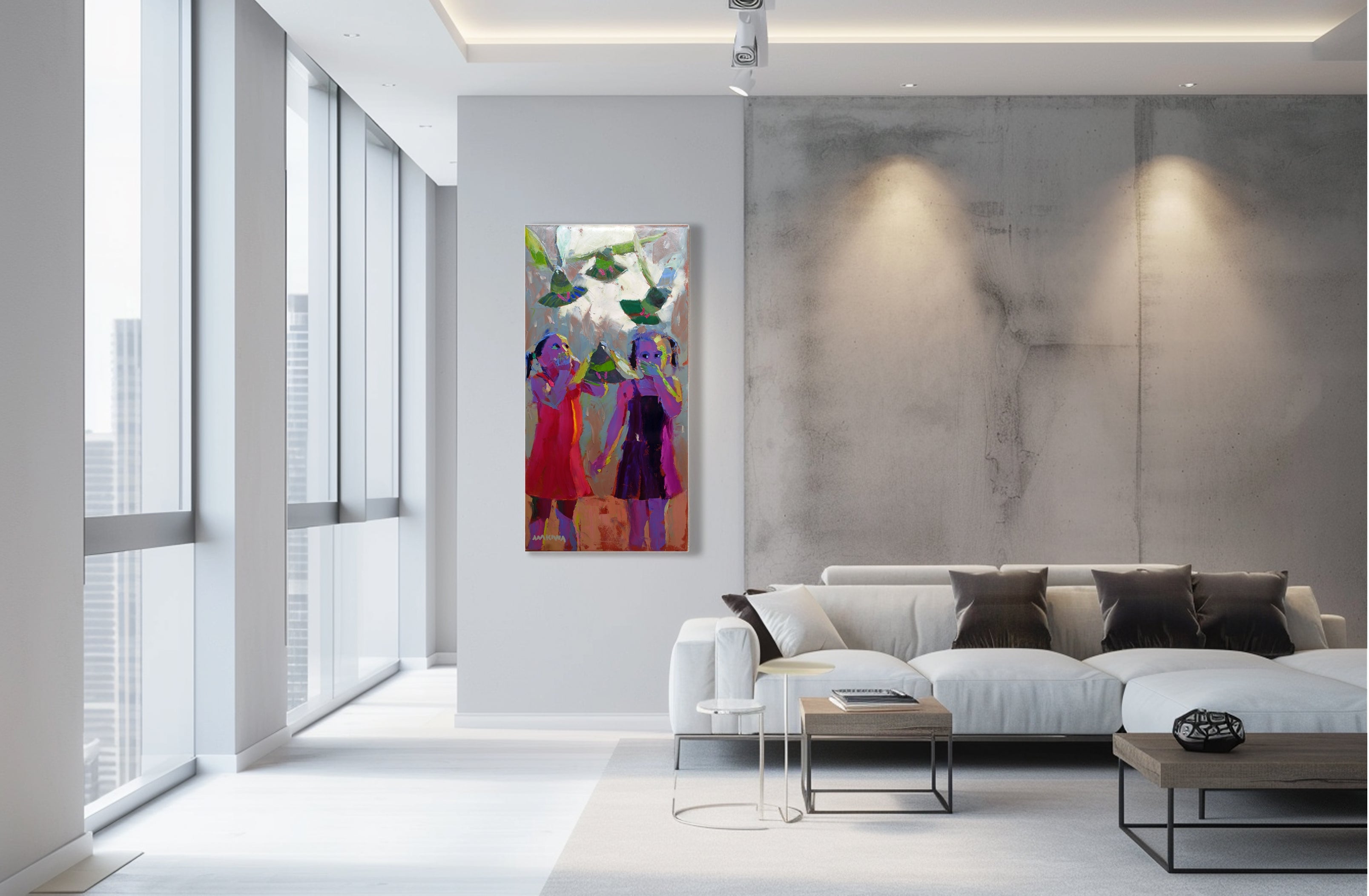 Problem Pigeons 120x60cm Oil on Canvas