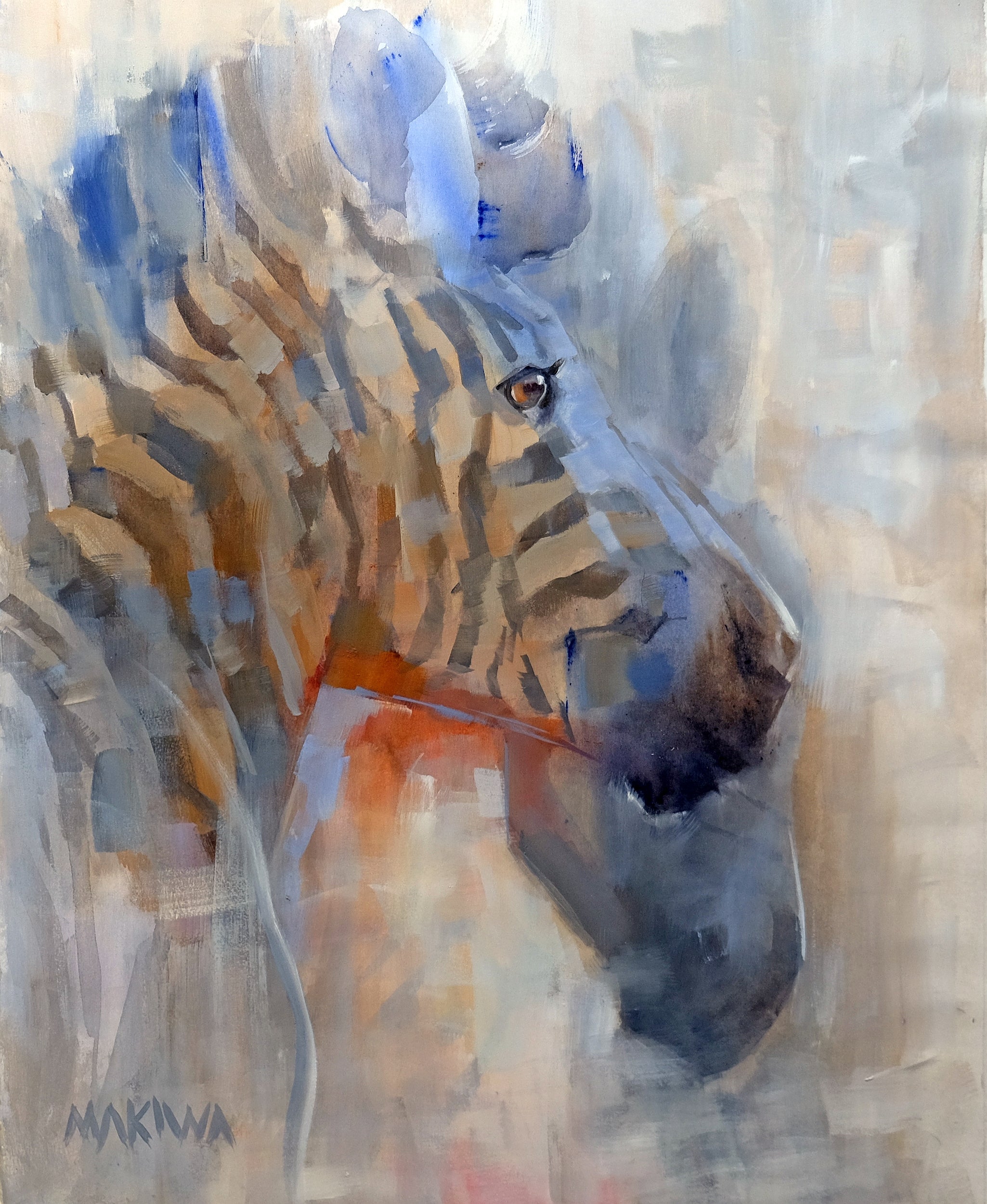 Zebra Moment  55x45cm Acrylic on Canvas