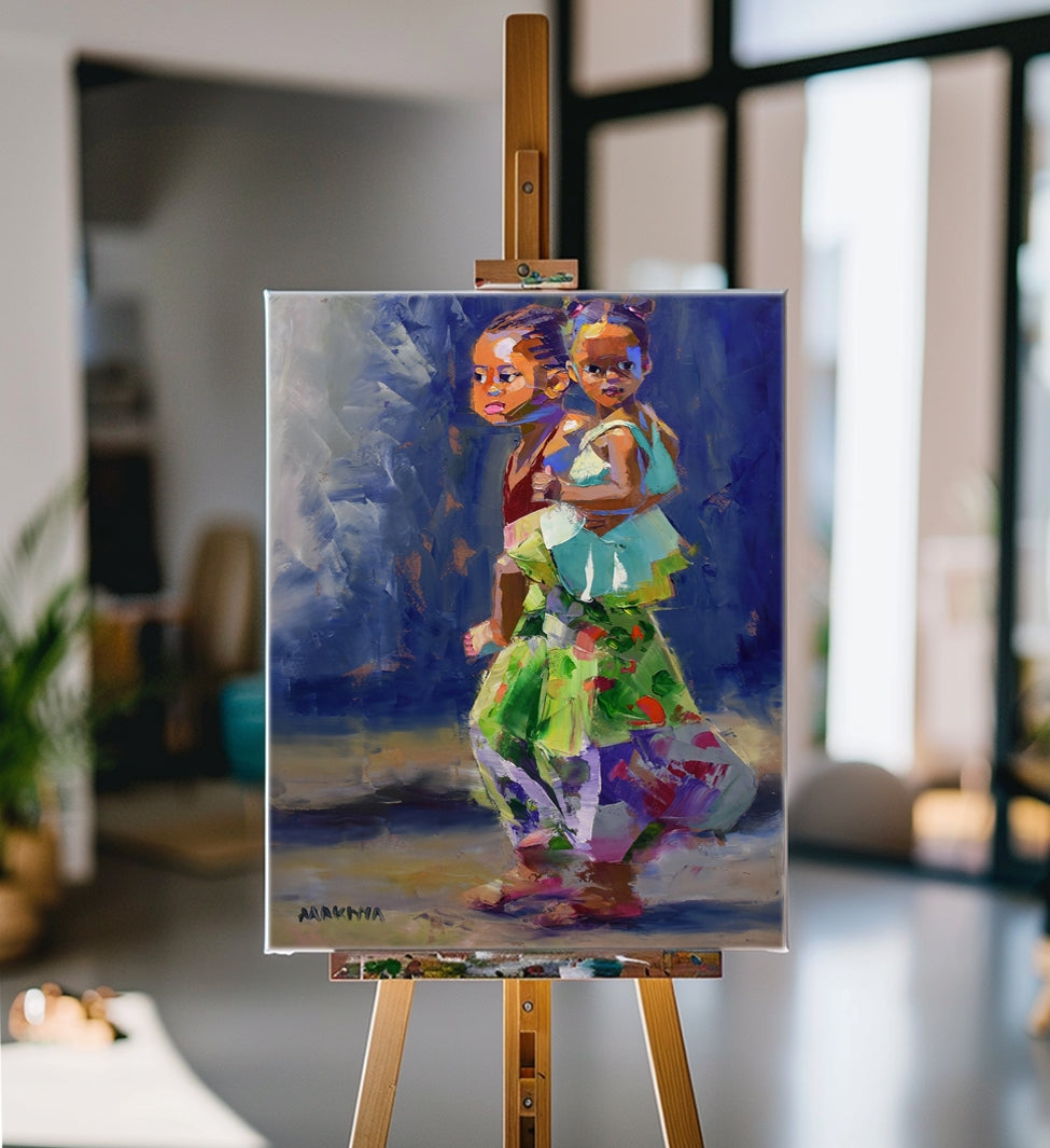Siblings 71x56cm Oil on Canvas