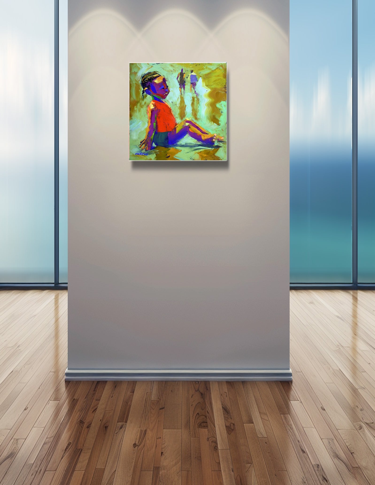 Sunset Kid 55x55cm Oil on Canvas