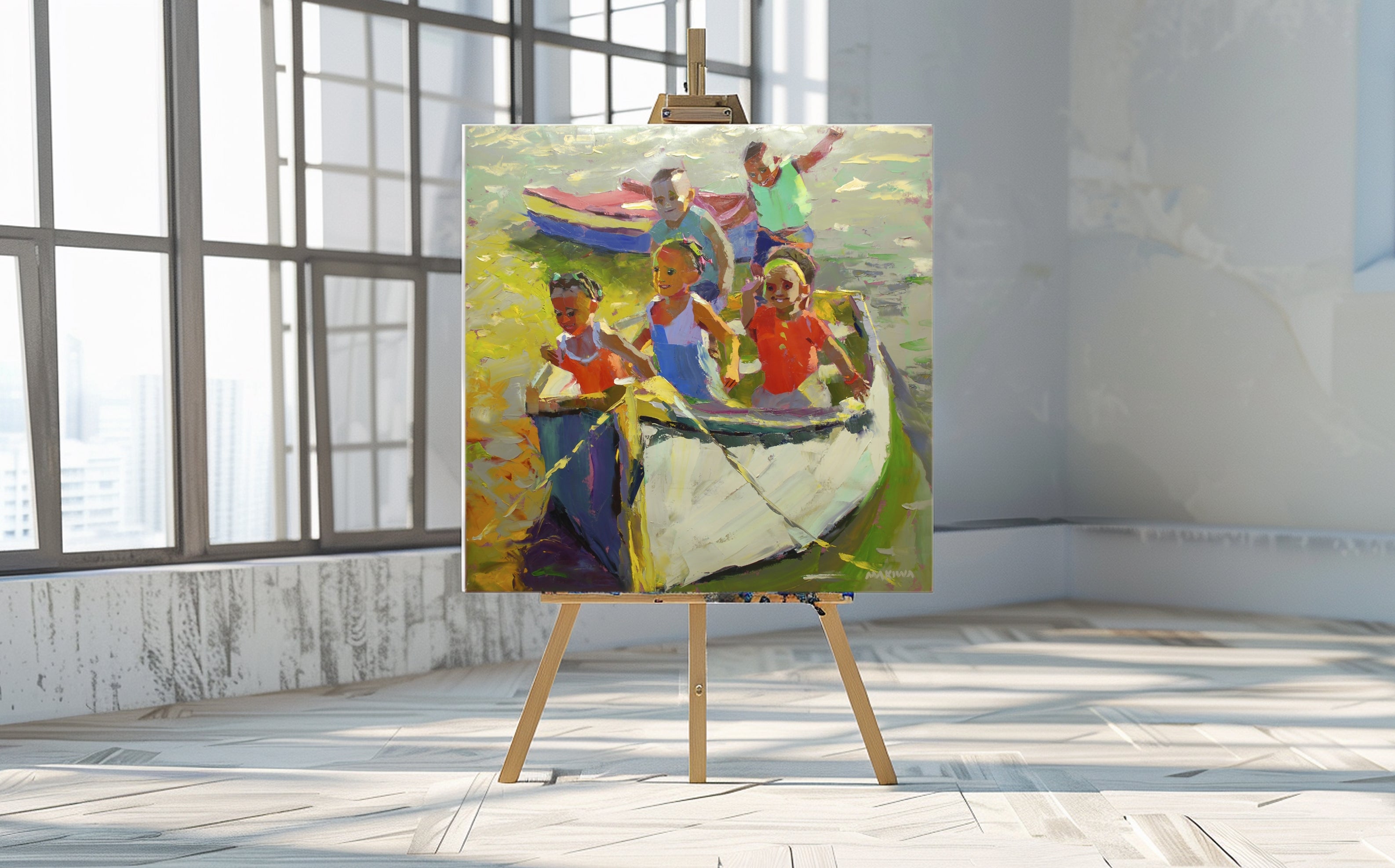 On the Boat to Nowhere 120x120cm Oil on Canvas