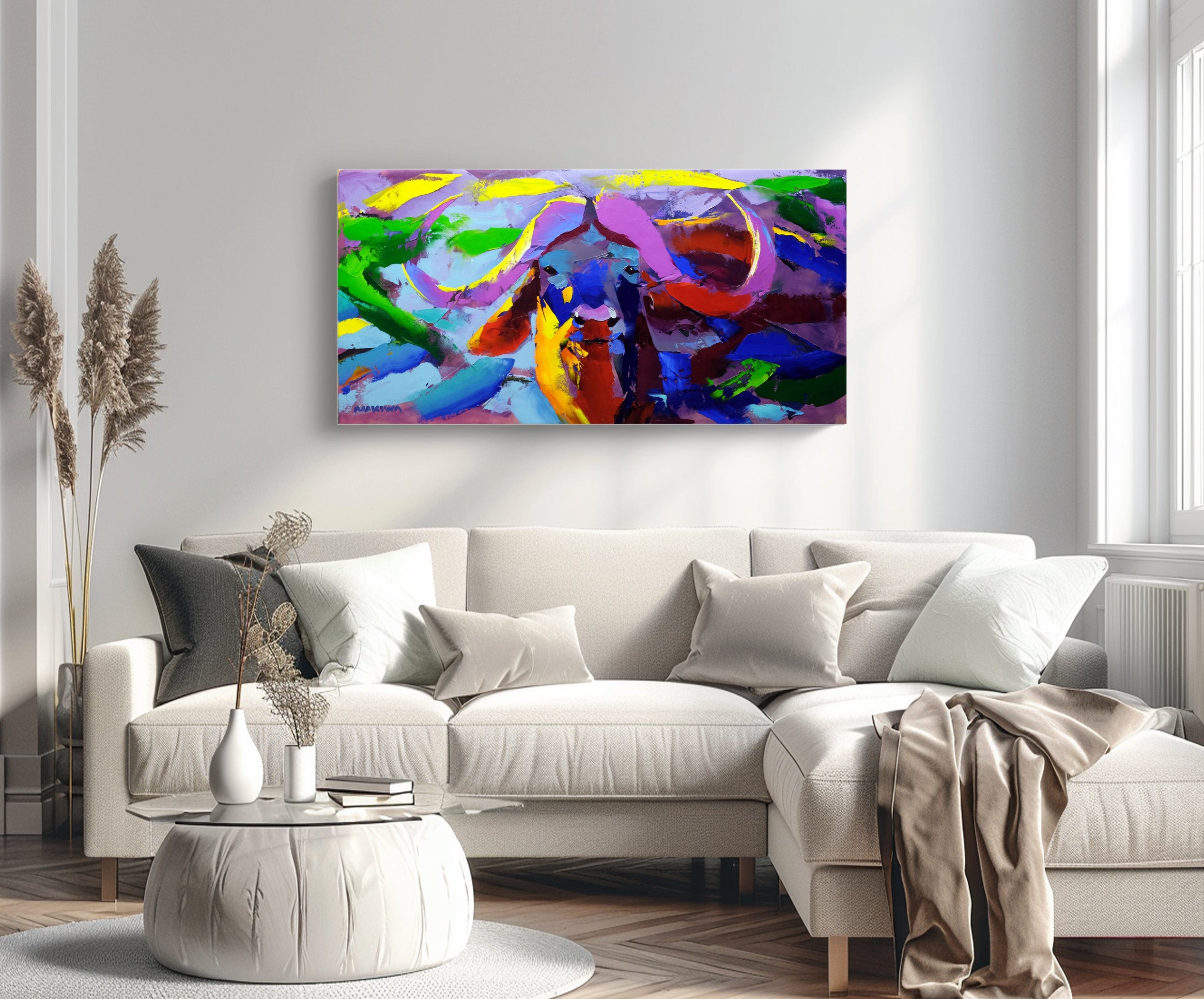 Buffalo Gaze 60x120cm Oil on Canvas