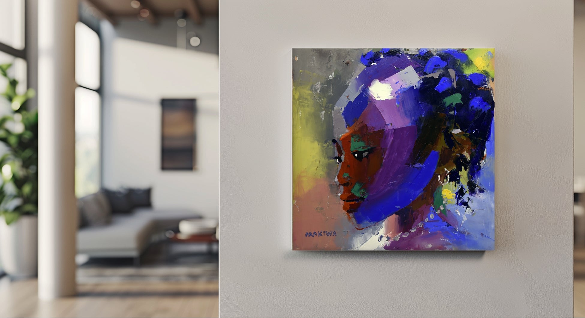 Pensive Girl 55x55cm Oil on Canvas