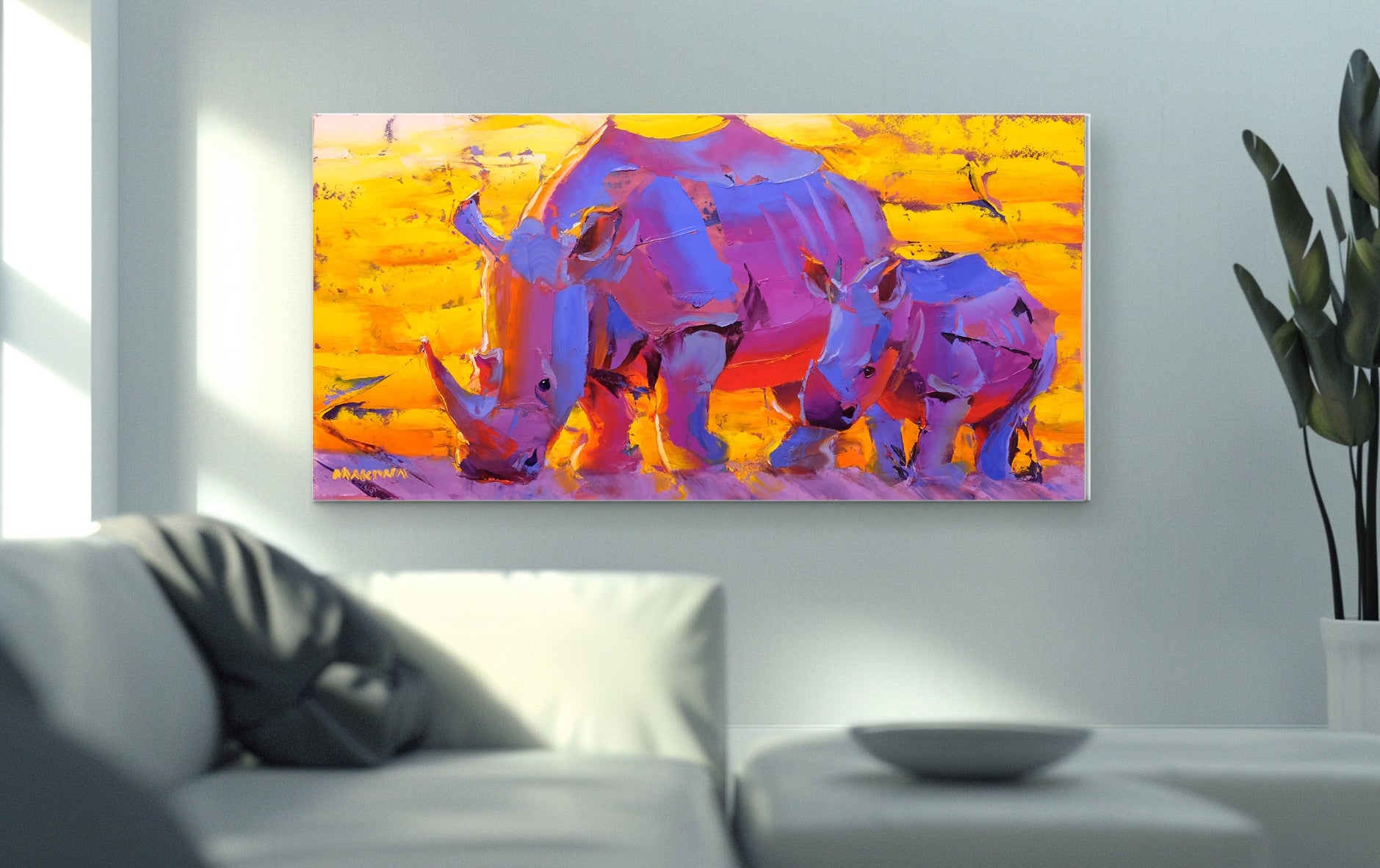 Sunset With Mum 60x120 Oil on Canvas