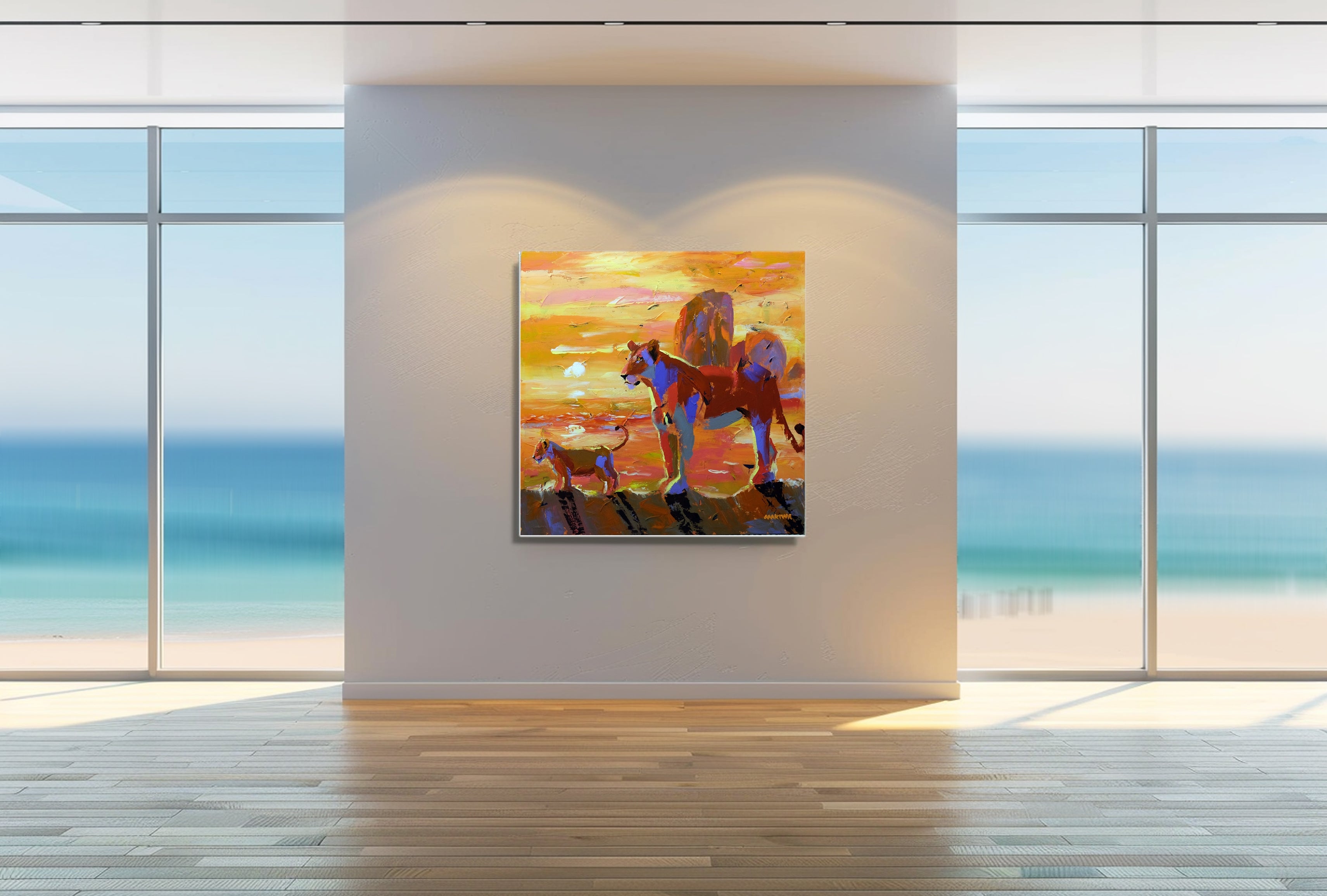 Sunset in Africa 100x100cm Acrylic on Canvas