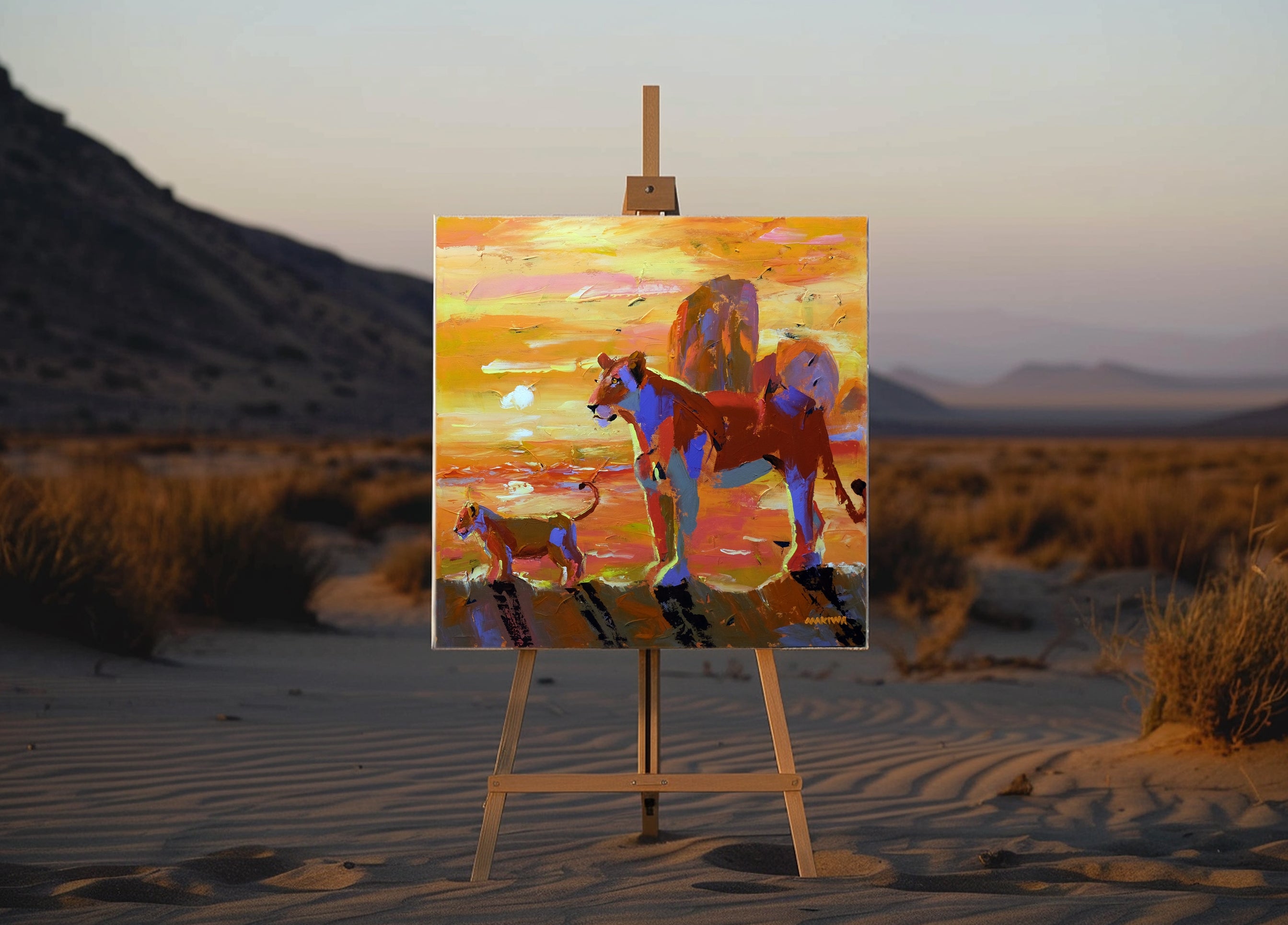 Sunset in Africa 100x100cm Acrylic on Canvas