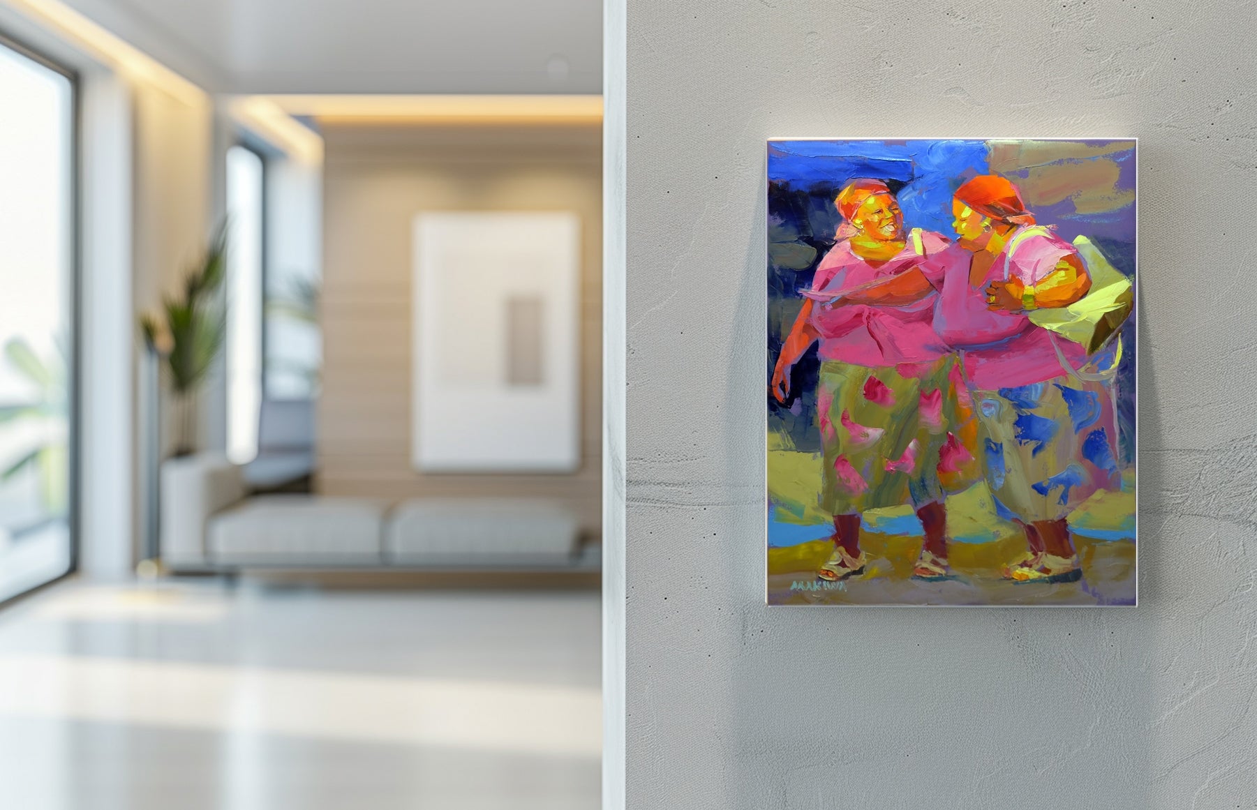 Sunset Chat 71x56cm Oil On  Canvas