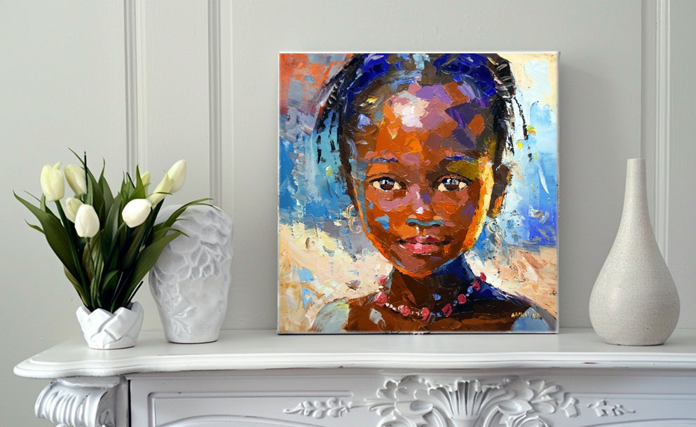 Girl with Braids 25x25cm Oil on Canvas