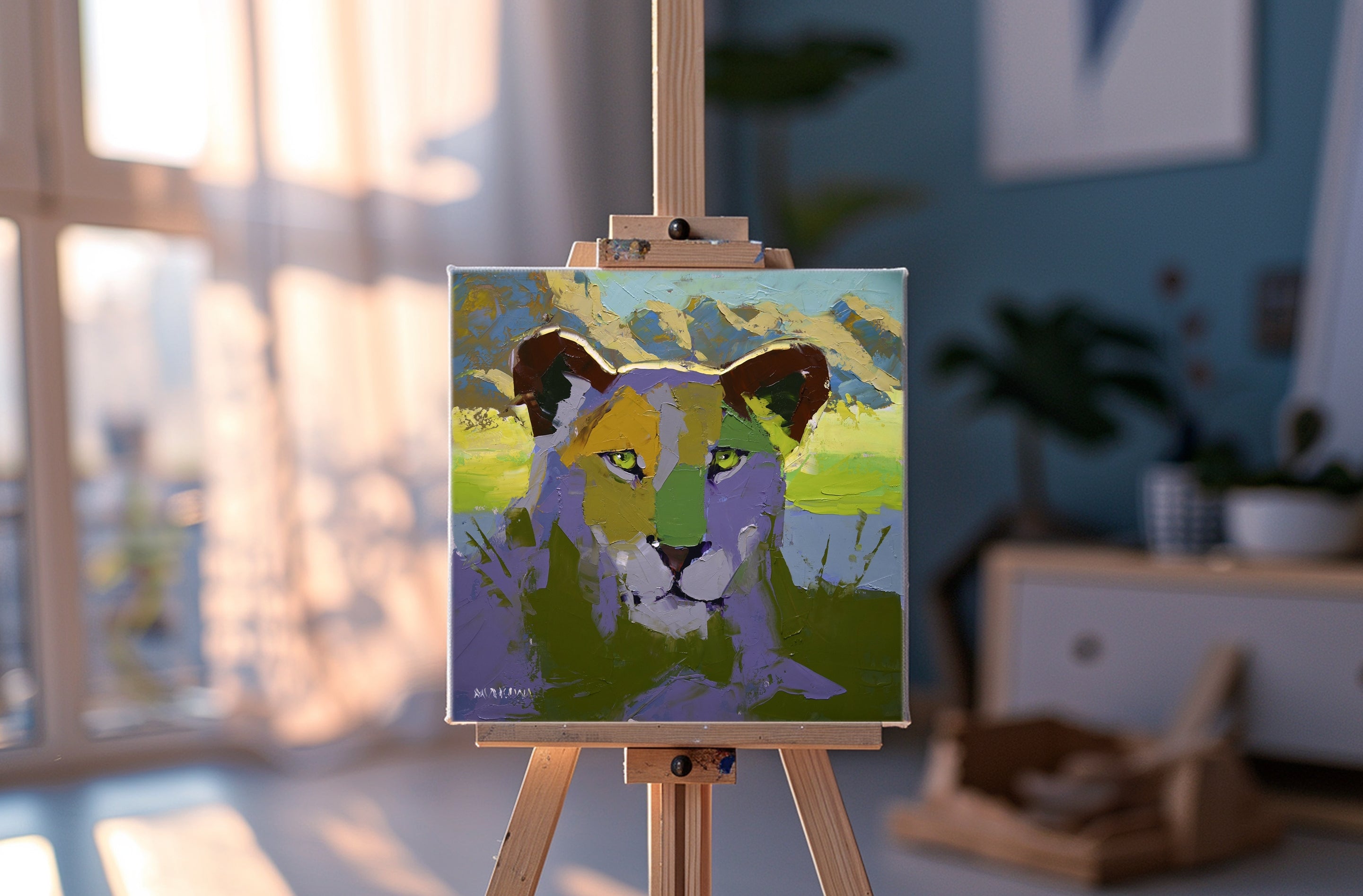 Portrait of a Lion 40x40cm Oil on Canvas