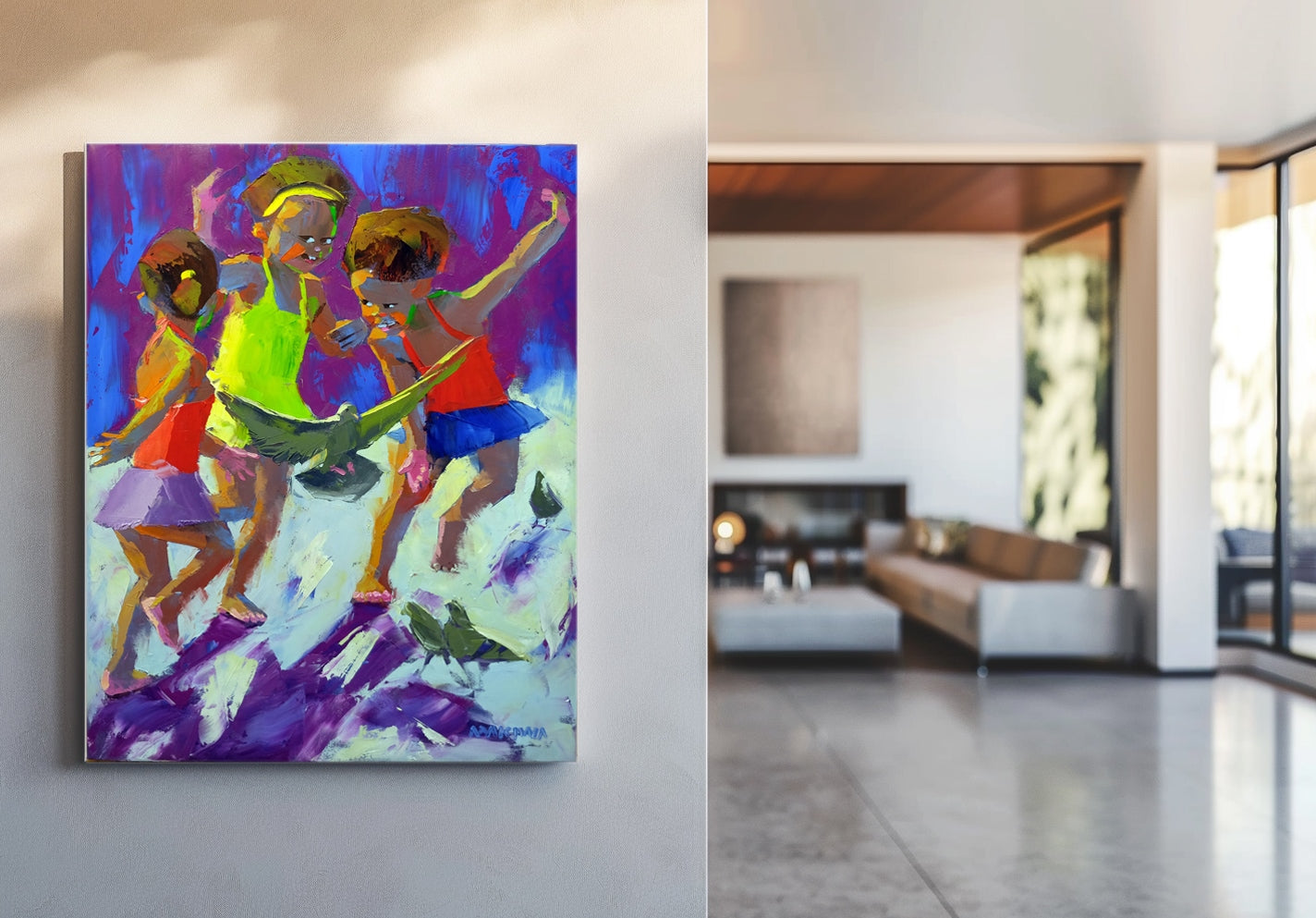 Playtime With the Pigeons 71x56cm Oil on Canvas