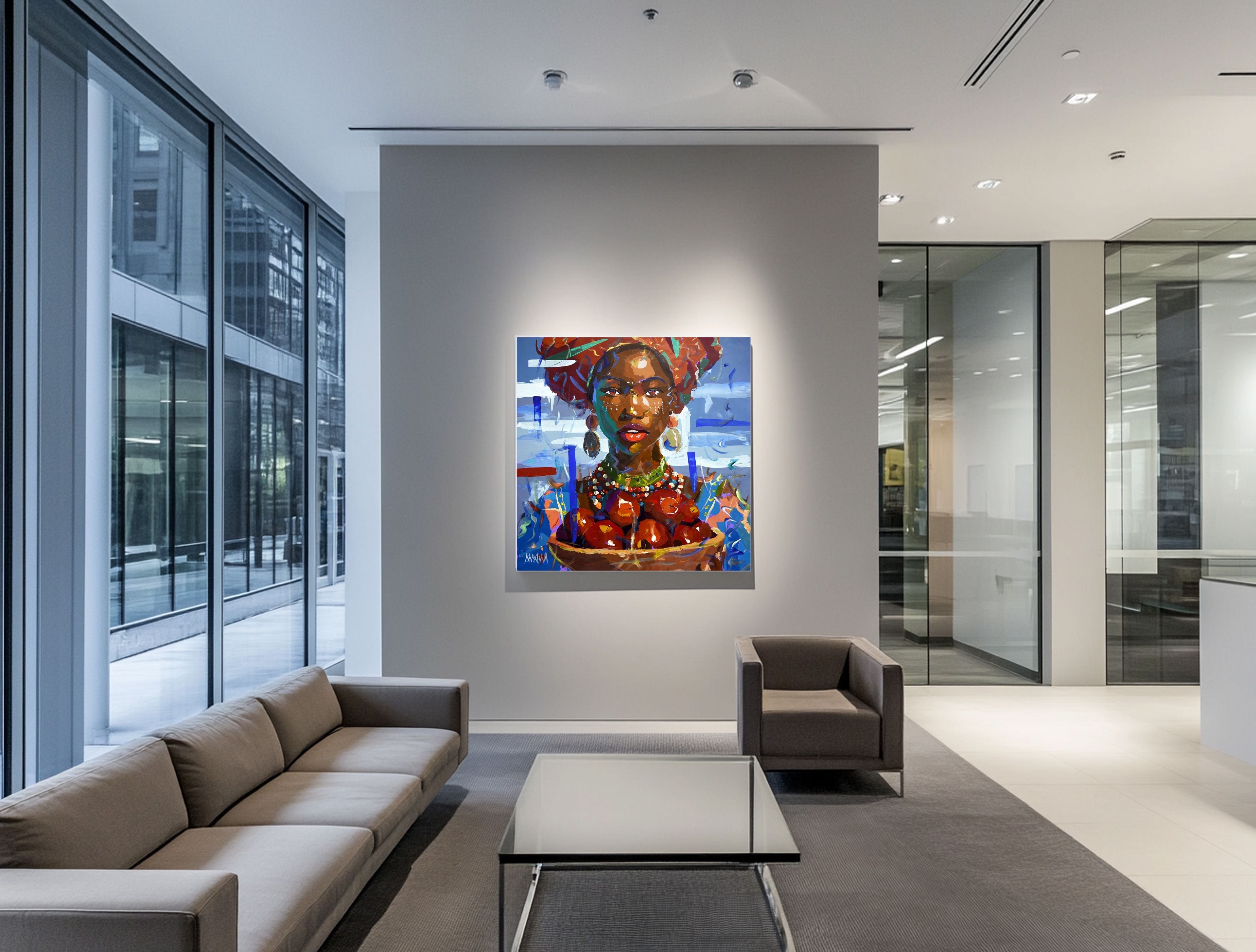 Red Apples By The Sea (1)120x120cm Acrylic on Canvas