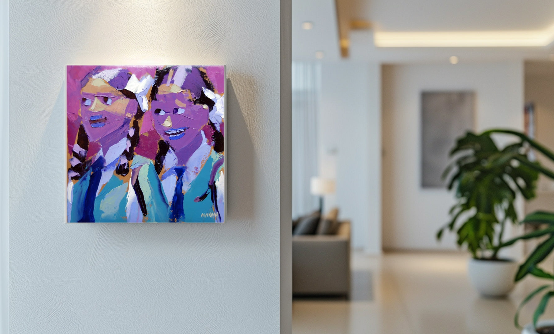 Indian Schoolgirls 30x30cm Oil On canvas