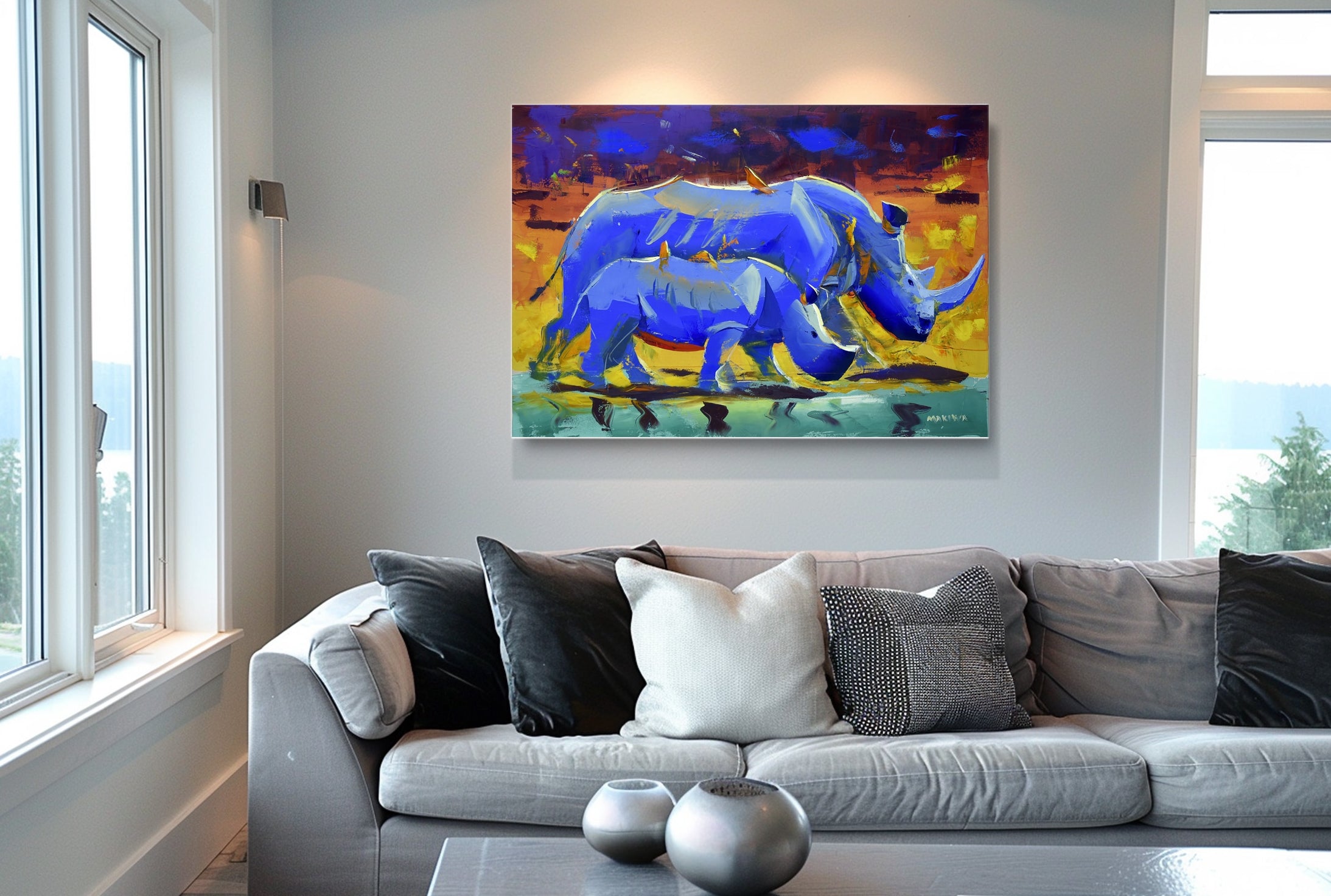 Mother and Calf 70x100cm Oil on Canvas