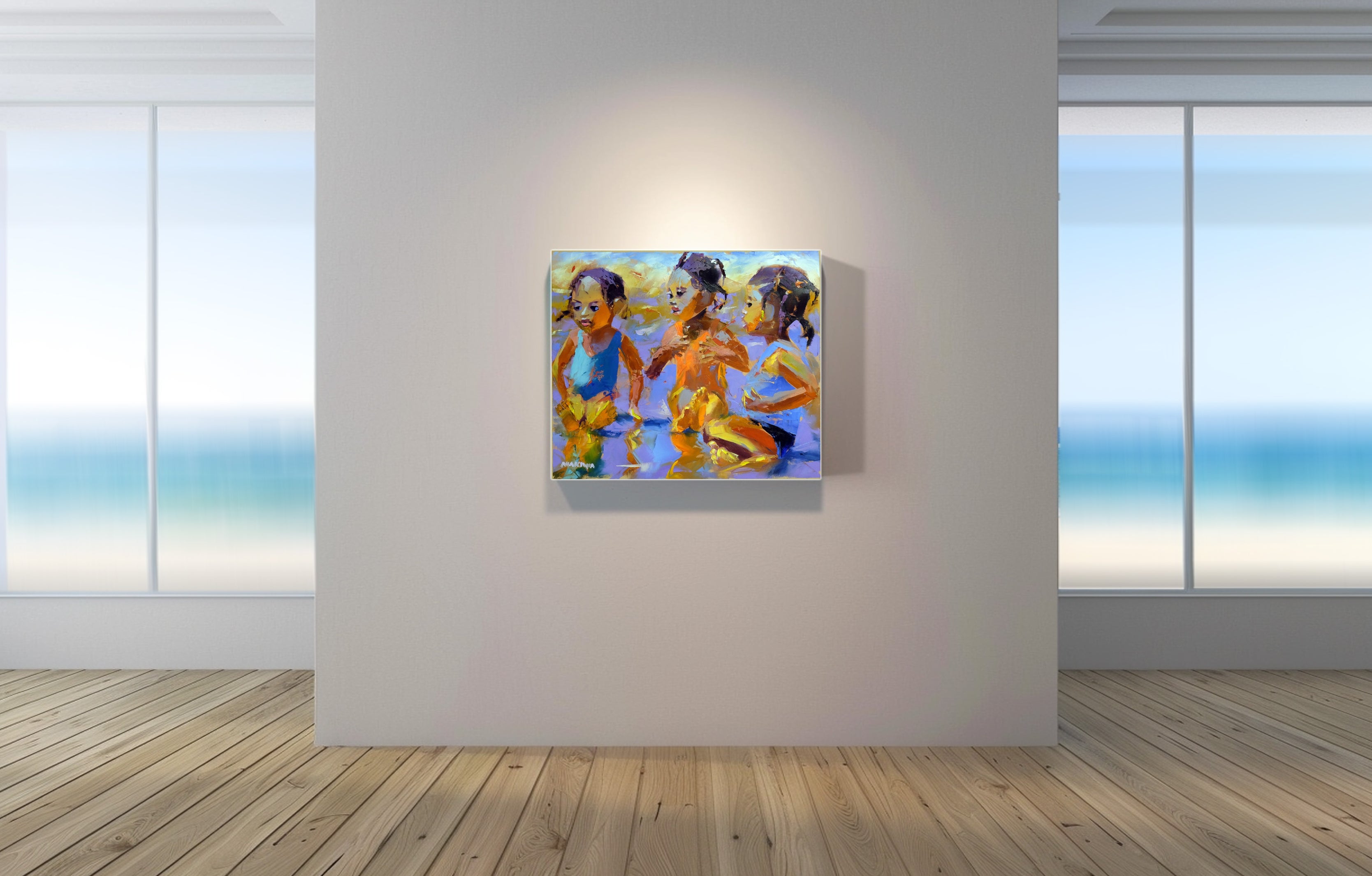 Three Little Friends 68x80cm Oil on Canvas