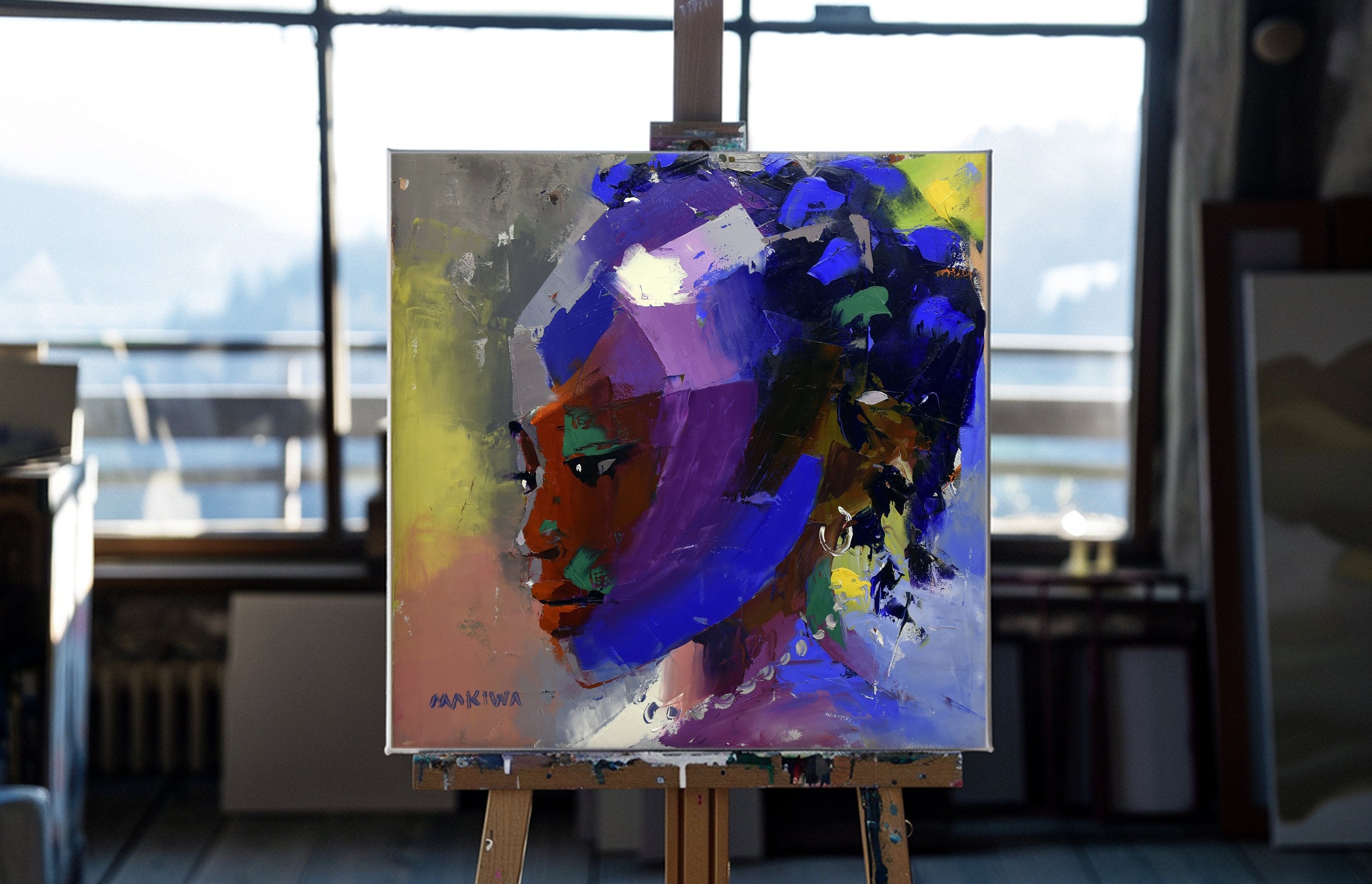 Pensive Girl 55x55cm Oil on Canvas