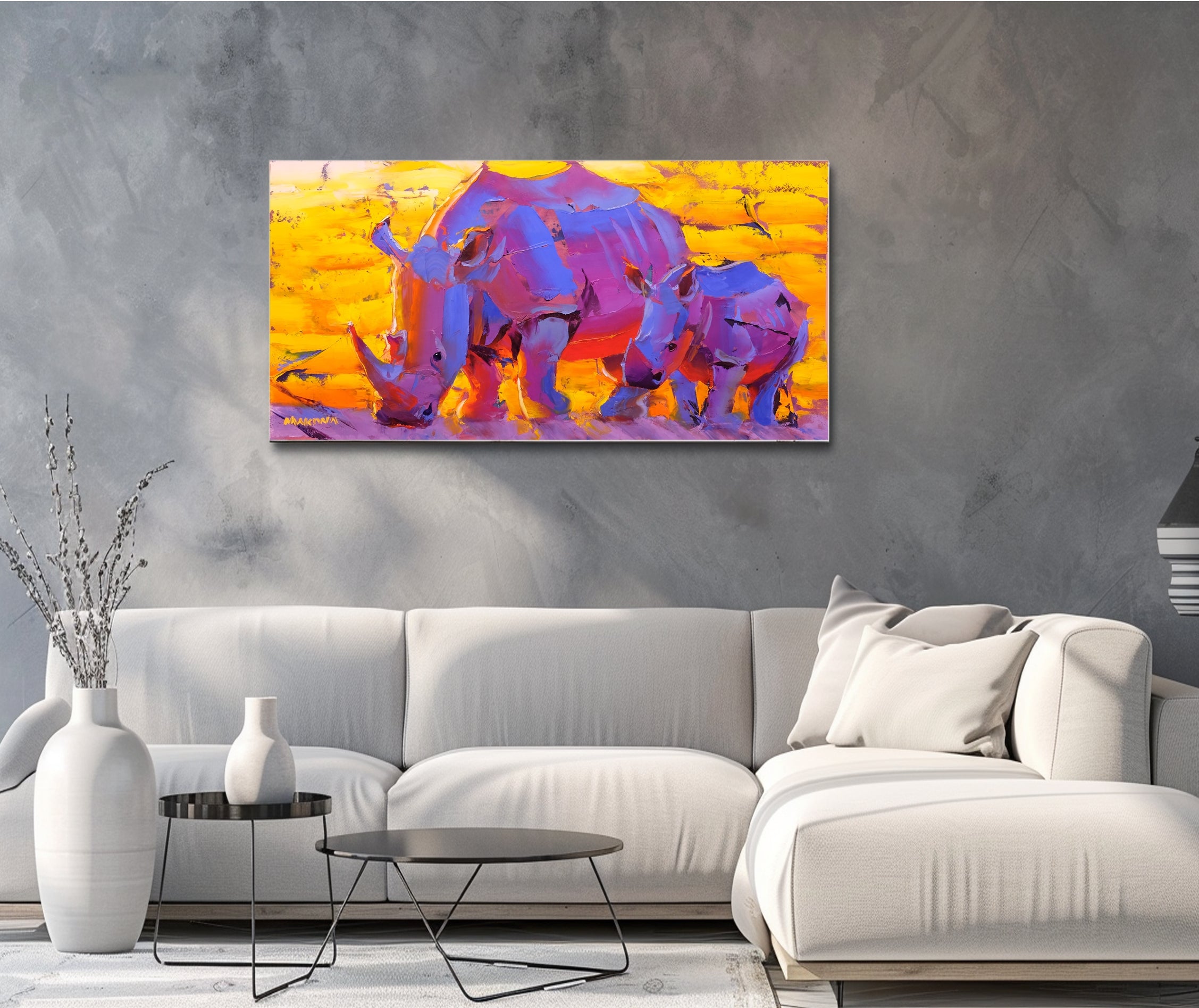 Sunset With Mum 60x120 Oil on Canvas