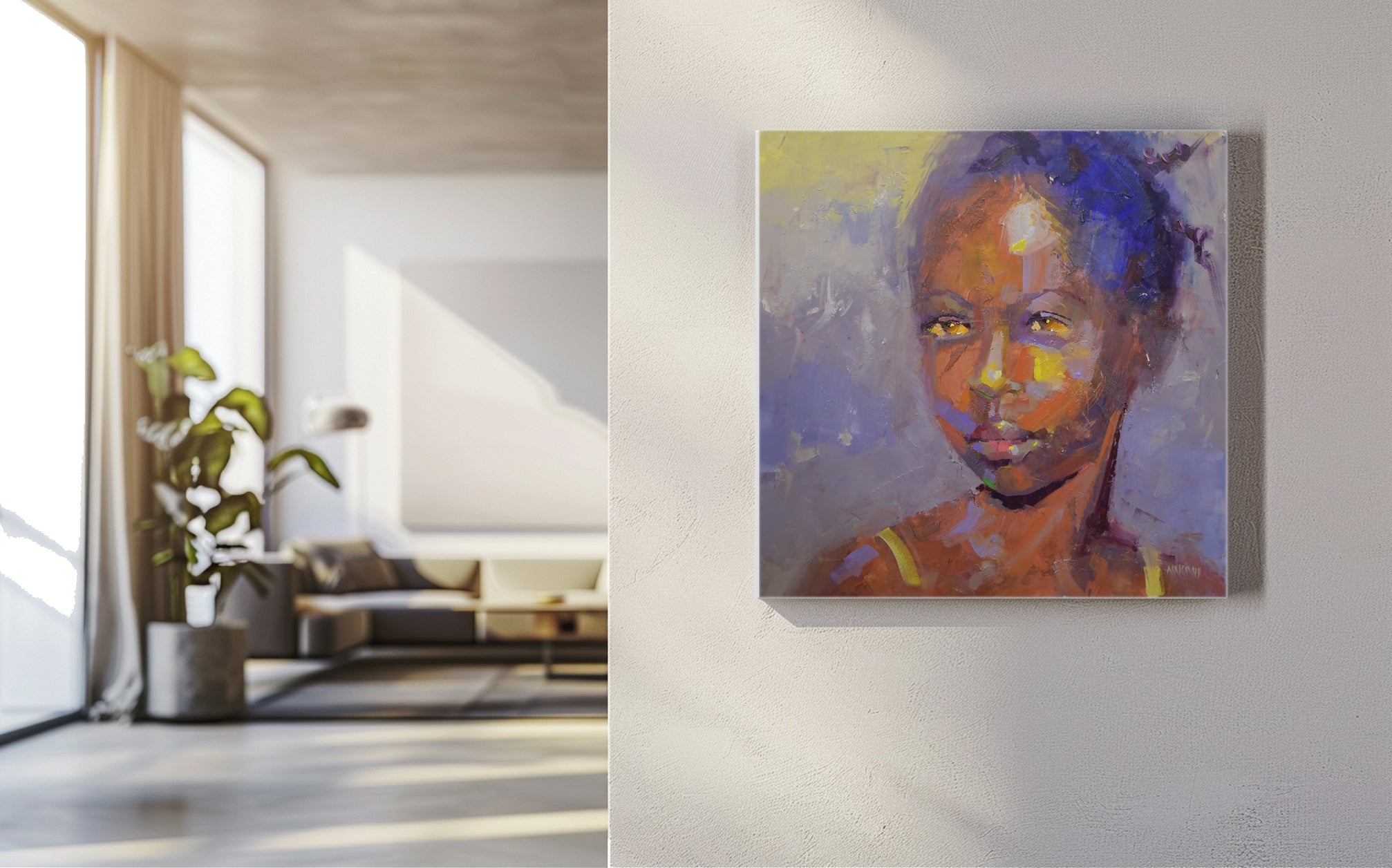 Sunset Girl 55x55cm Oil on Canvas