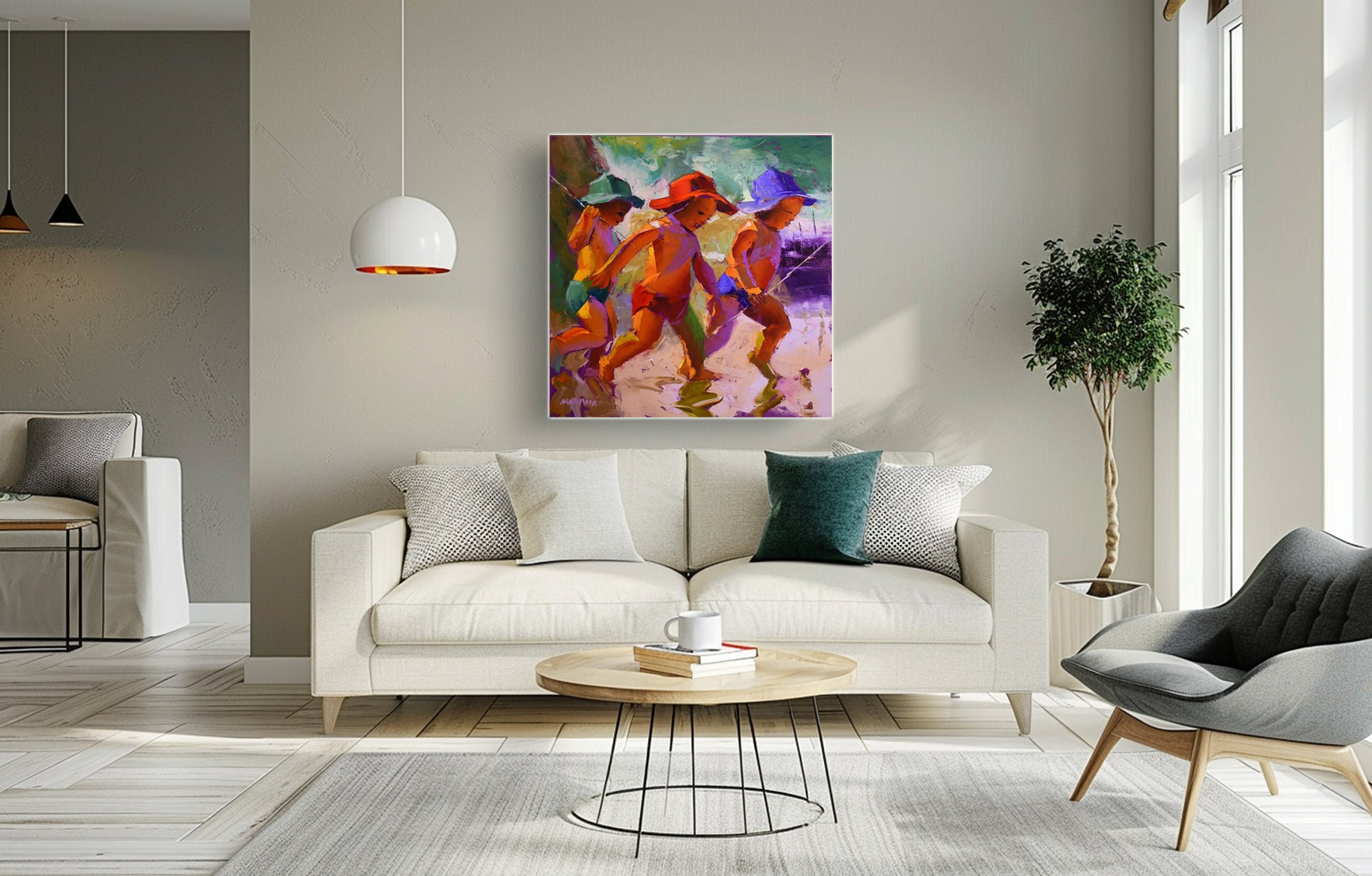 Gone Fishing 80x80cm Oil on Canvas