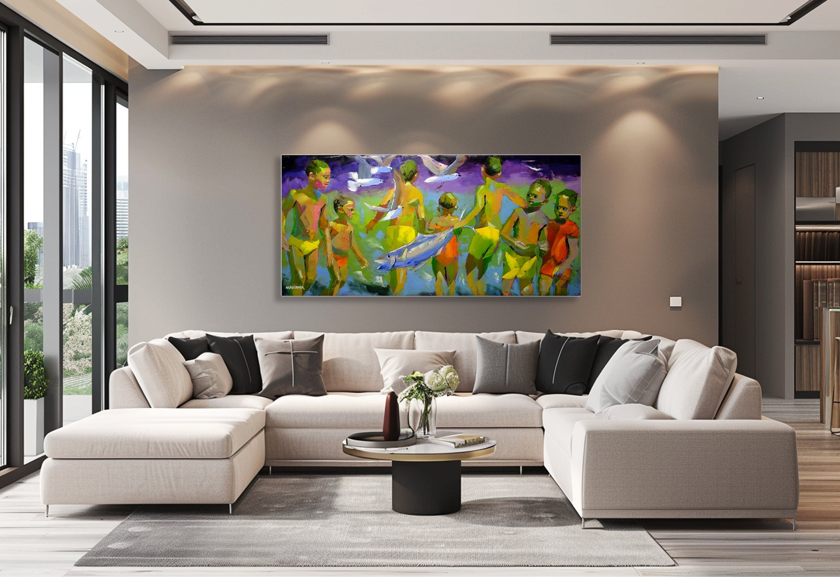 The Huge Fish 80x170cm Oil on Canvas