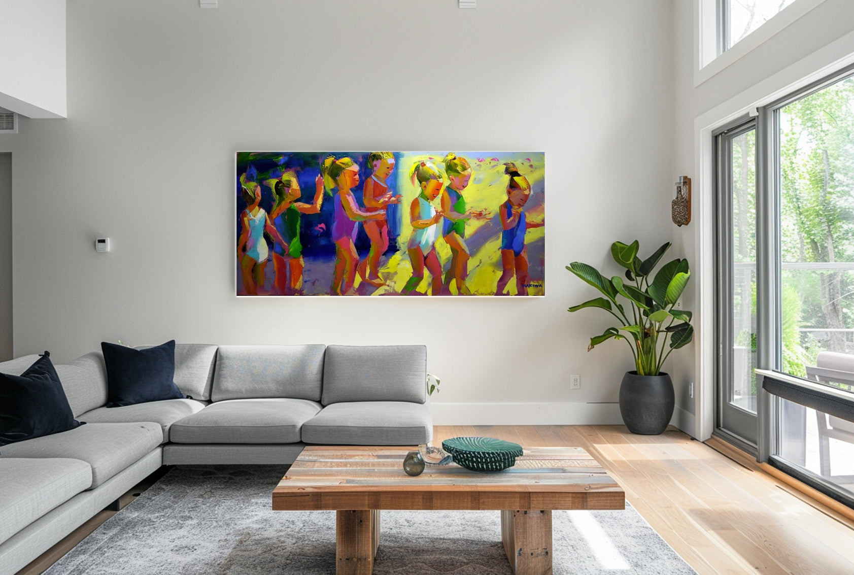 Going for a Swim 80x170cm Oil on Canvas