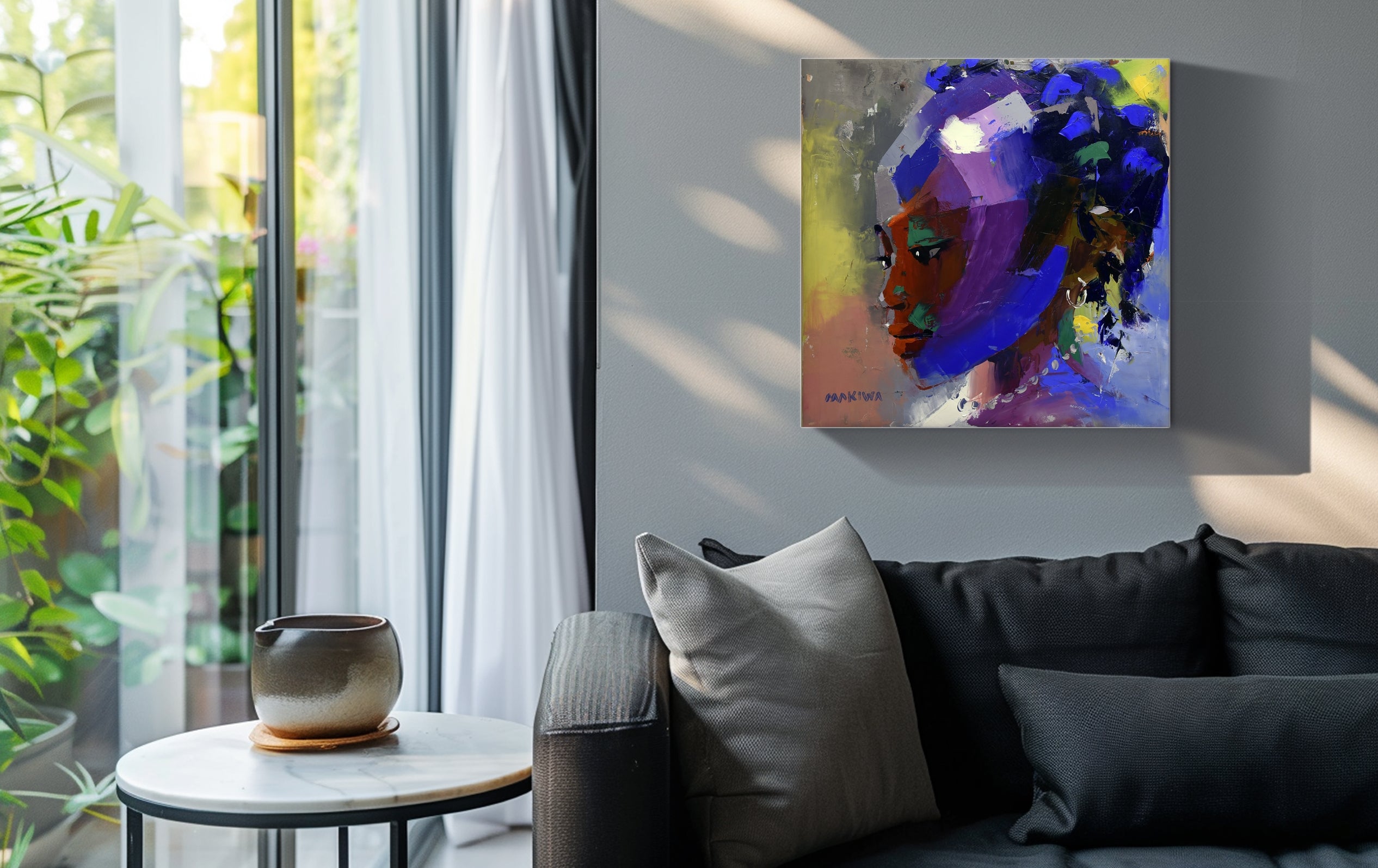 Pensive Girl 55x55cm Oil on Canvas