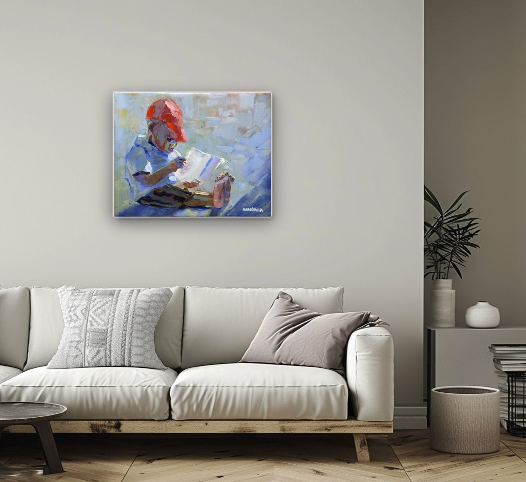 The Reading Boy 56x71cm Oil on Canvas