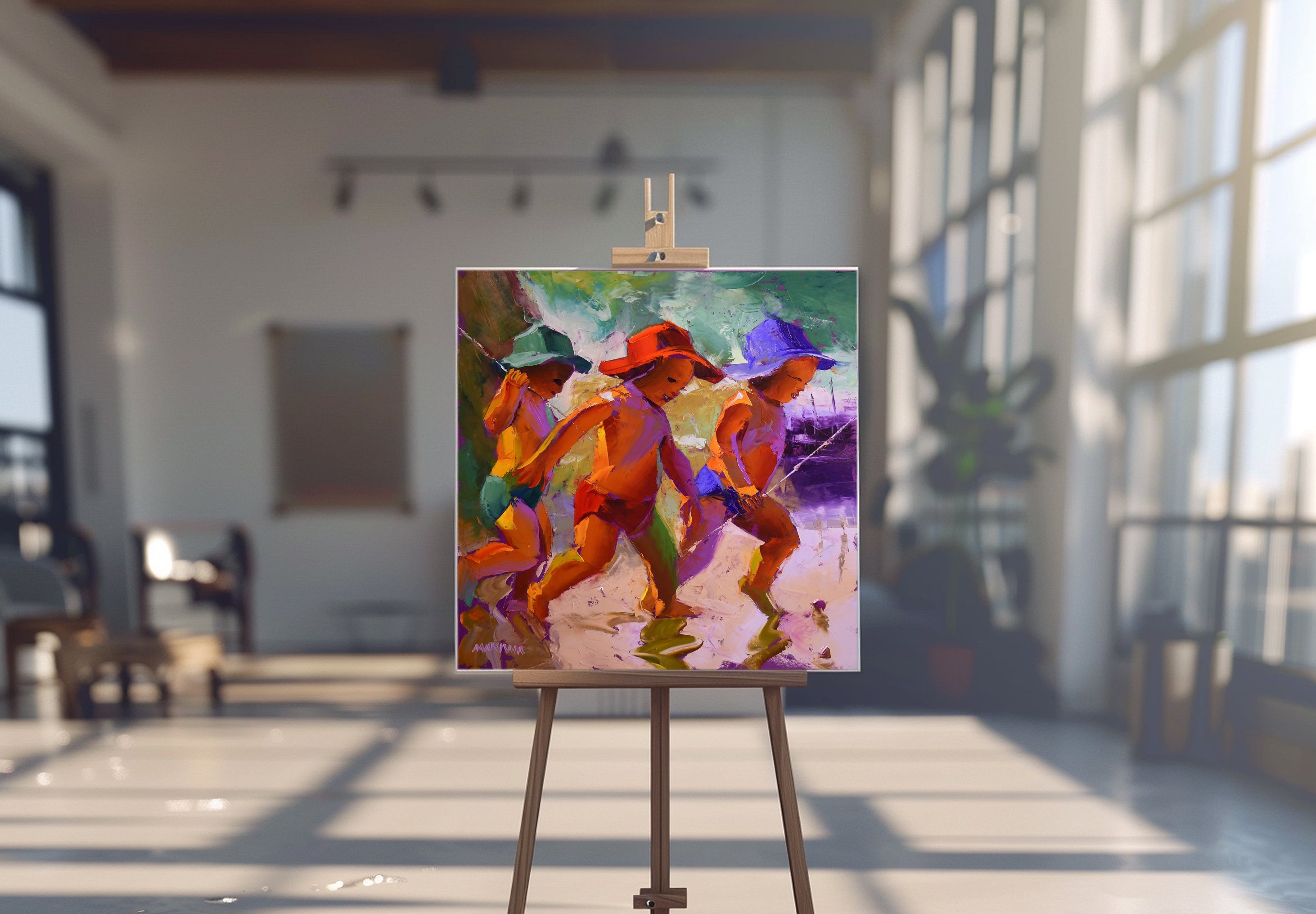 Gone Fishing 80x80cm Oil on Canvas