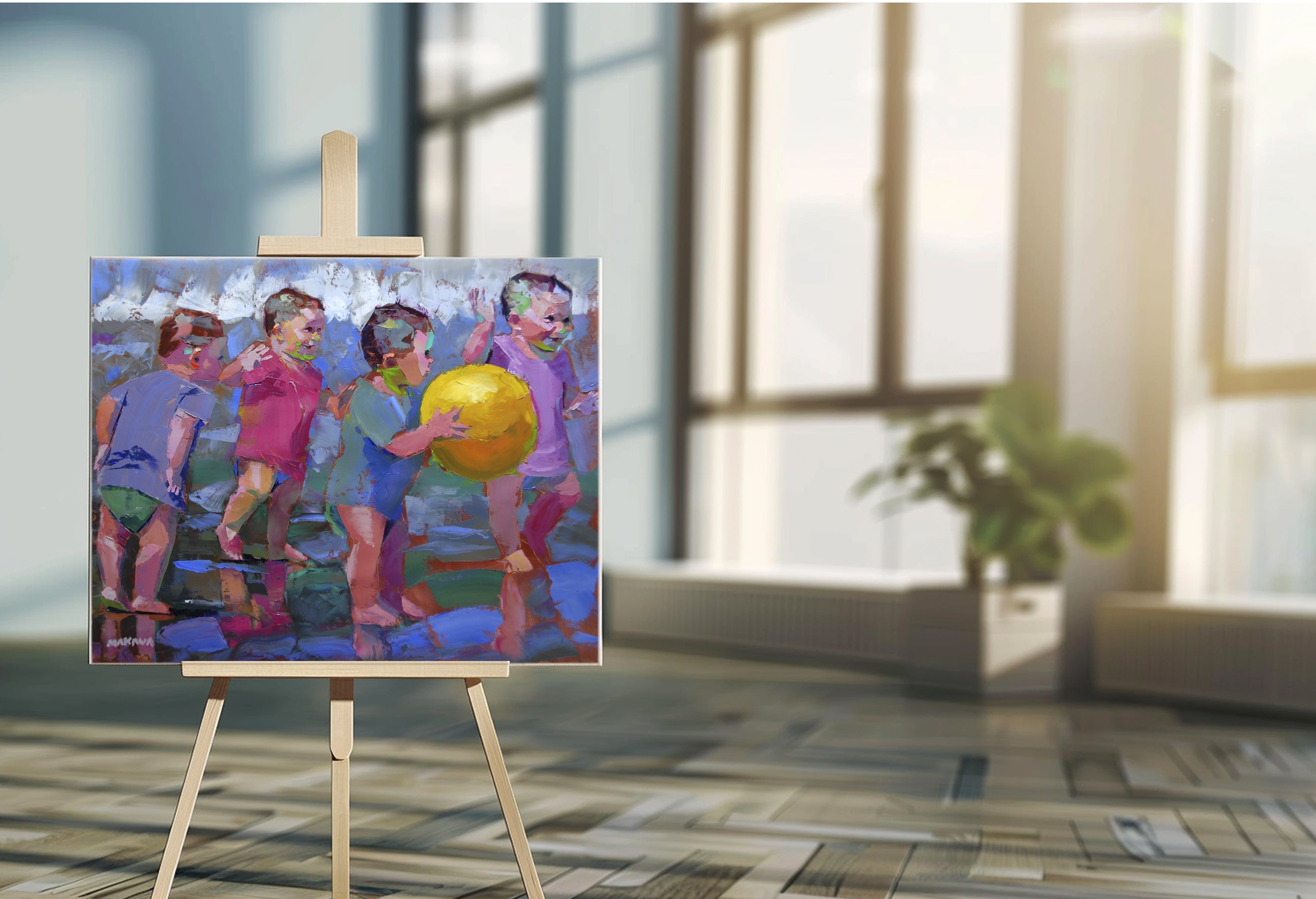 The Big Yellow Ball 80x100cm Oil on Canvas