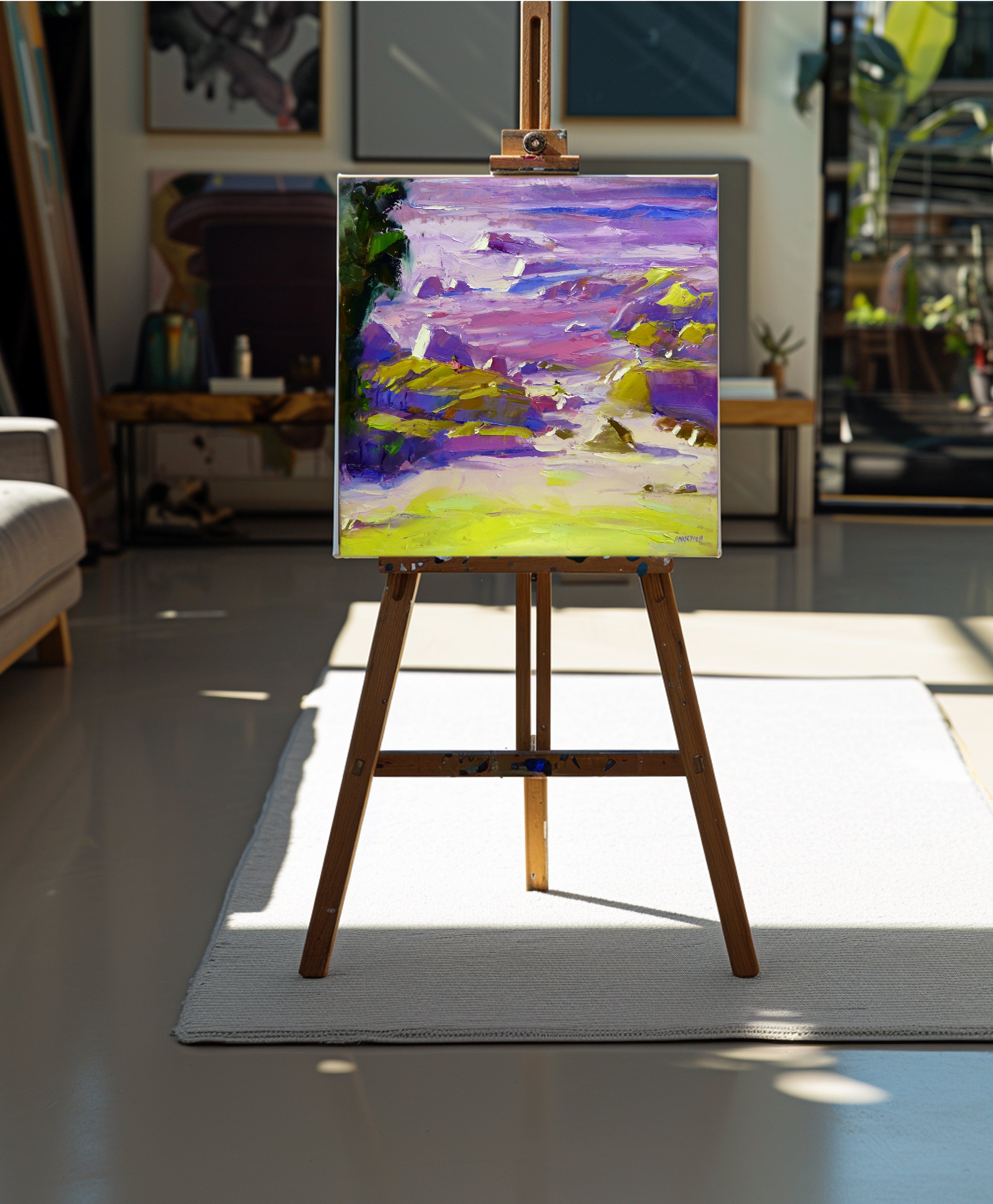 Playing on the rocks 55x55cm Oil on Canvas